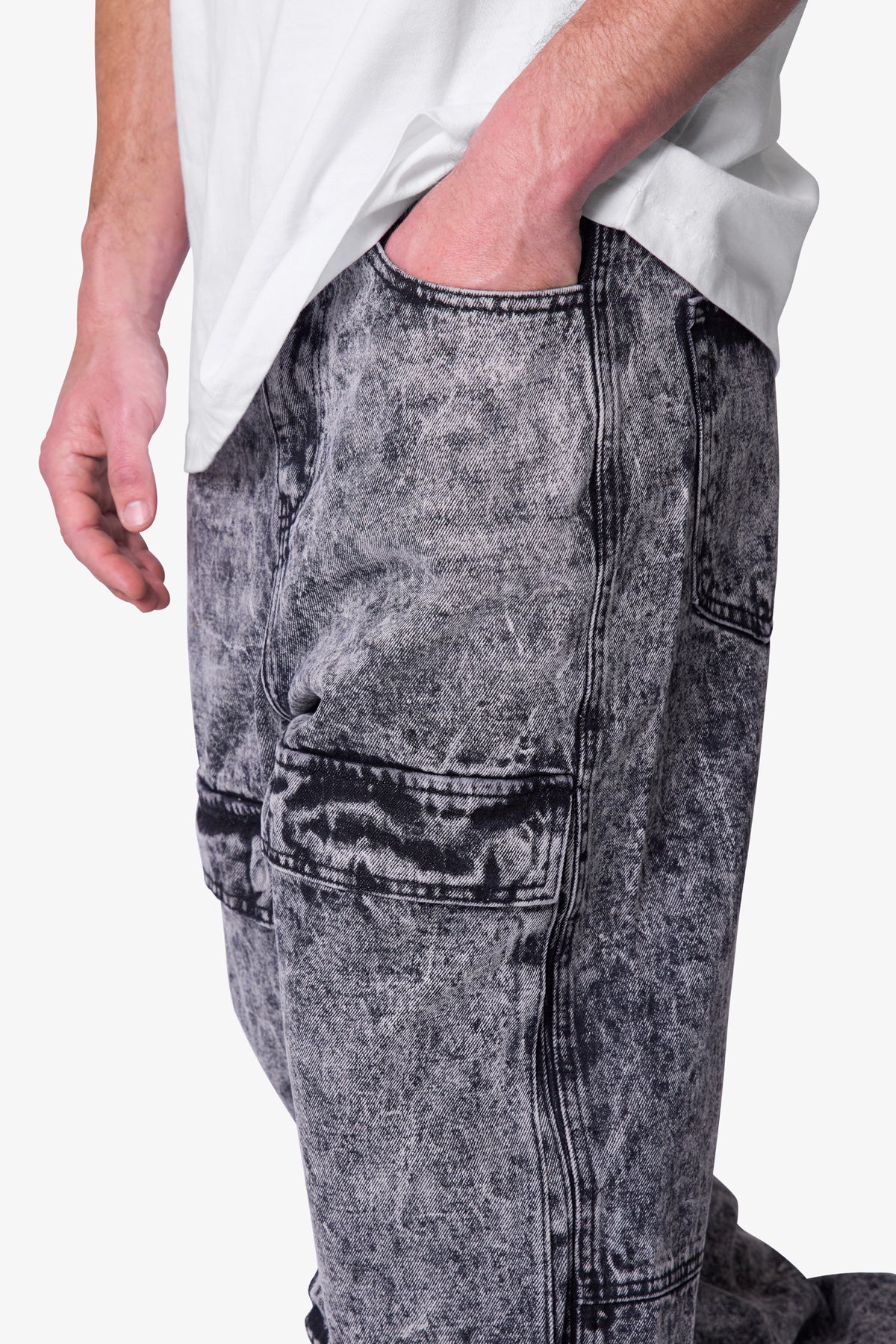V741 Front Washed Cargo Denim - Grey - Image 7