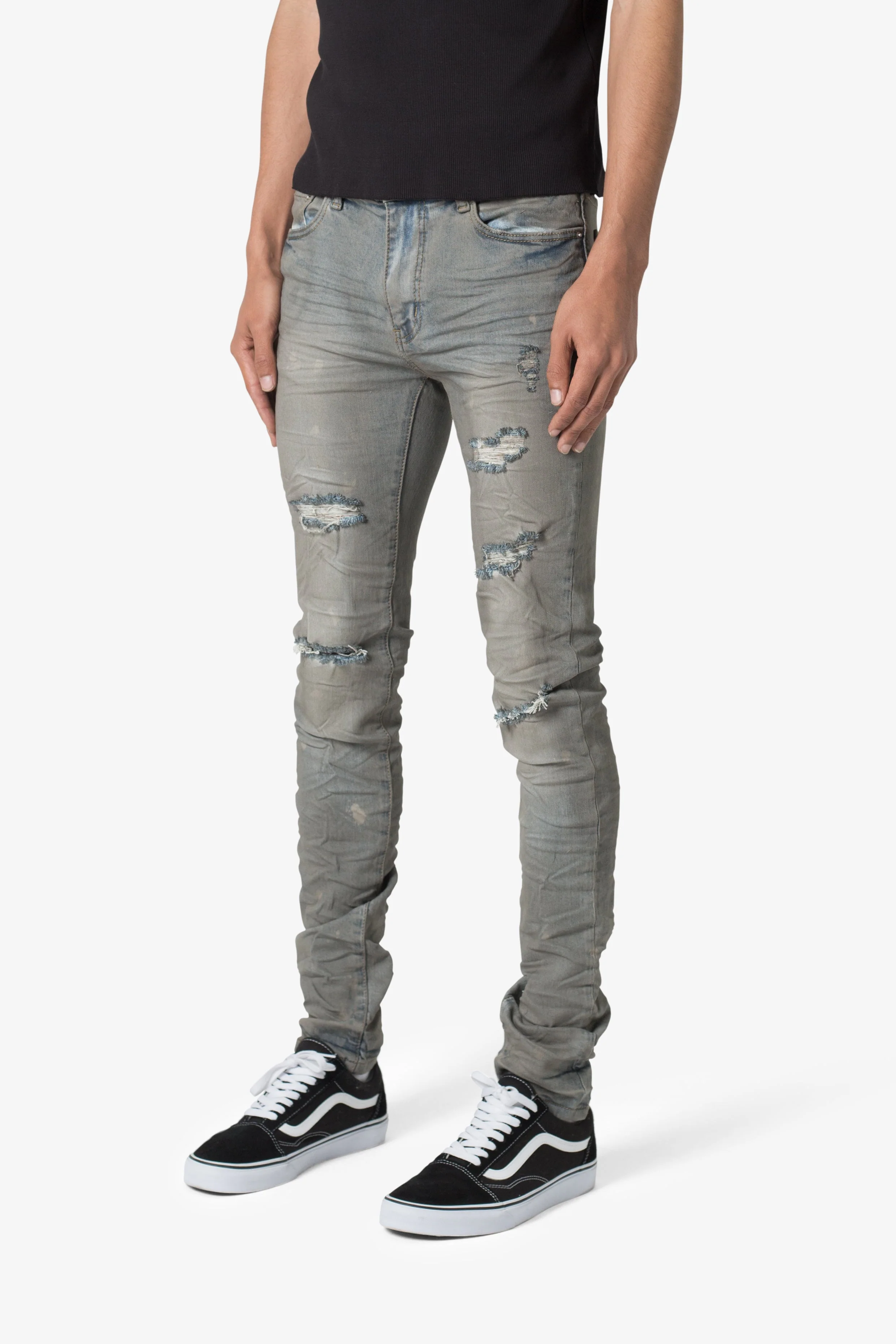X607 Painted Skinny Denim - Blue - Image 3
