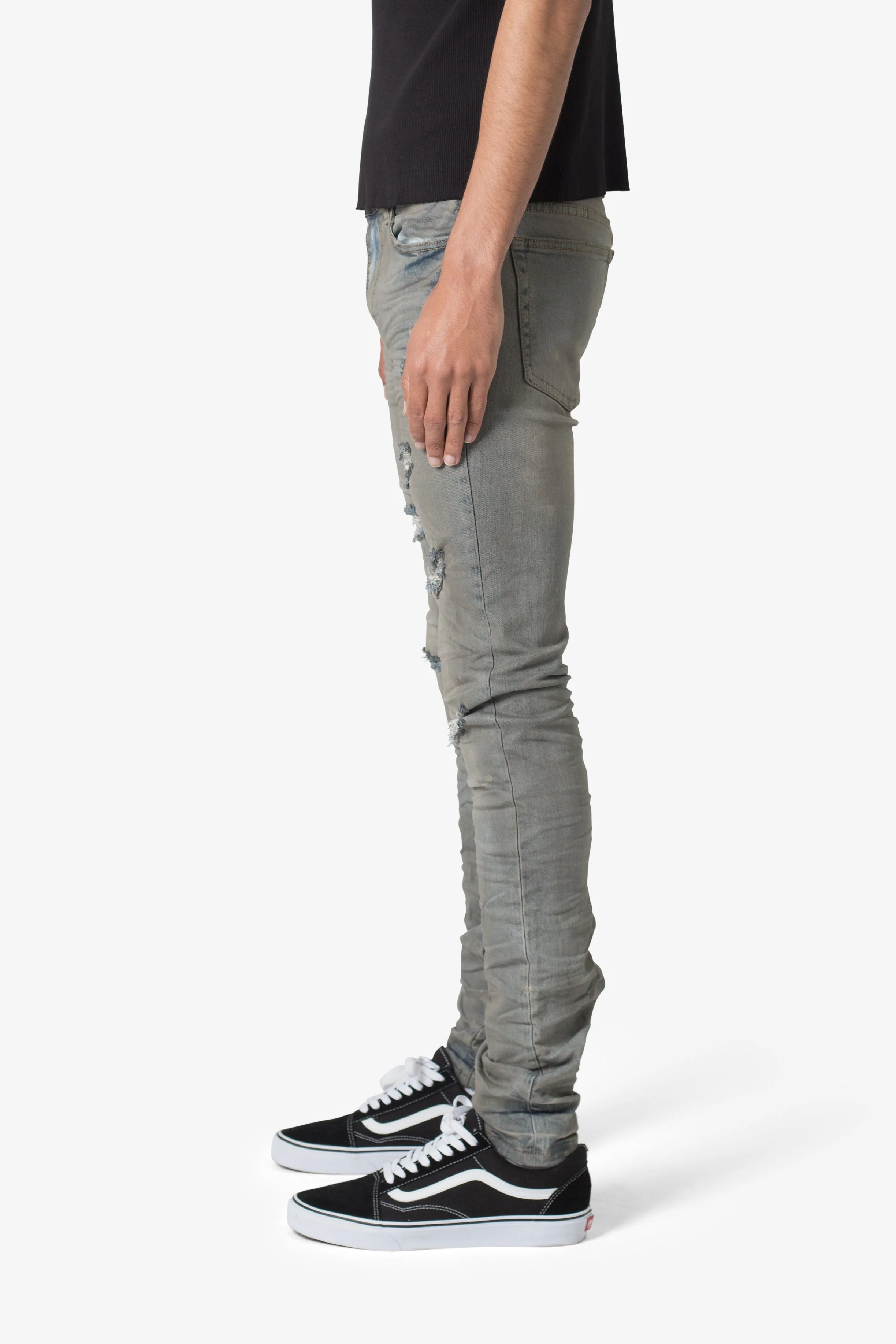 X607 Painted Skinny Denim - Blue - Image 4