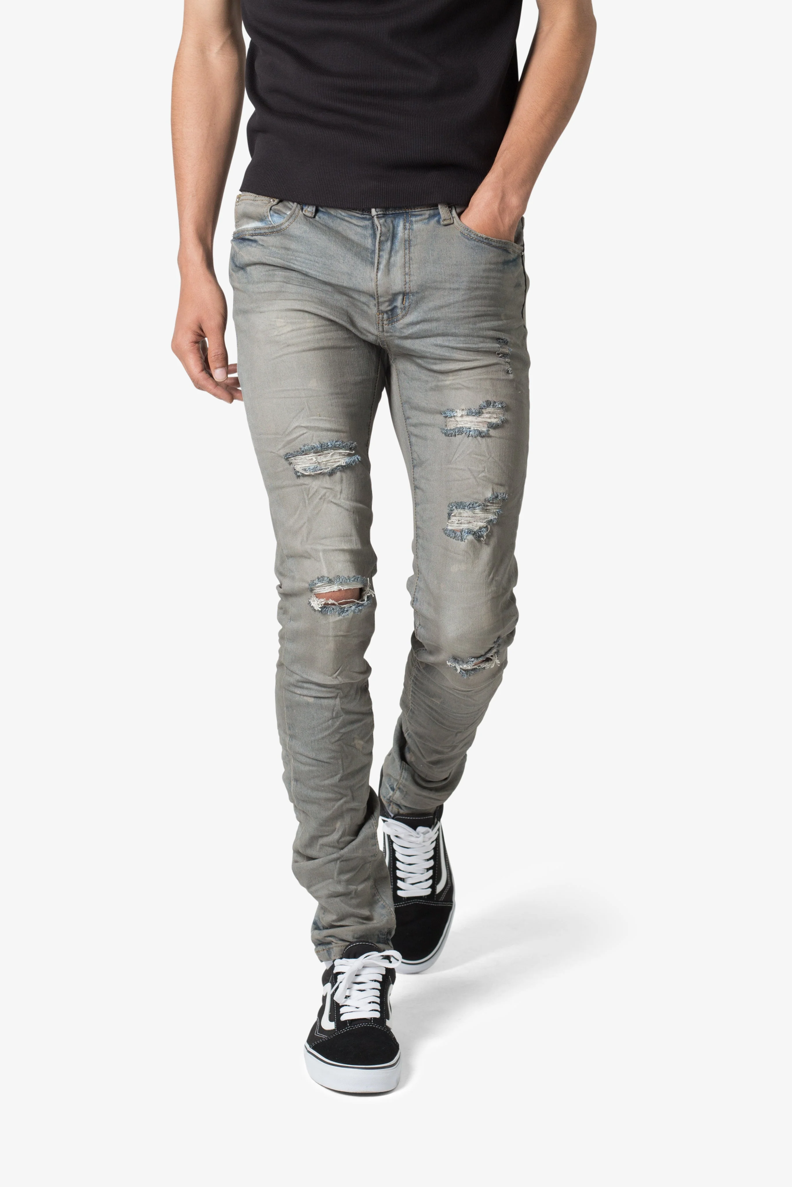 X607 Painted Skinny Denim - Blue - Image 6