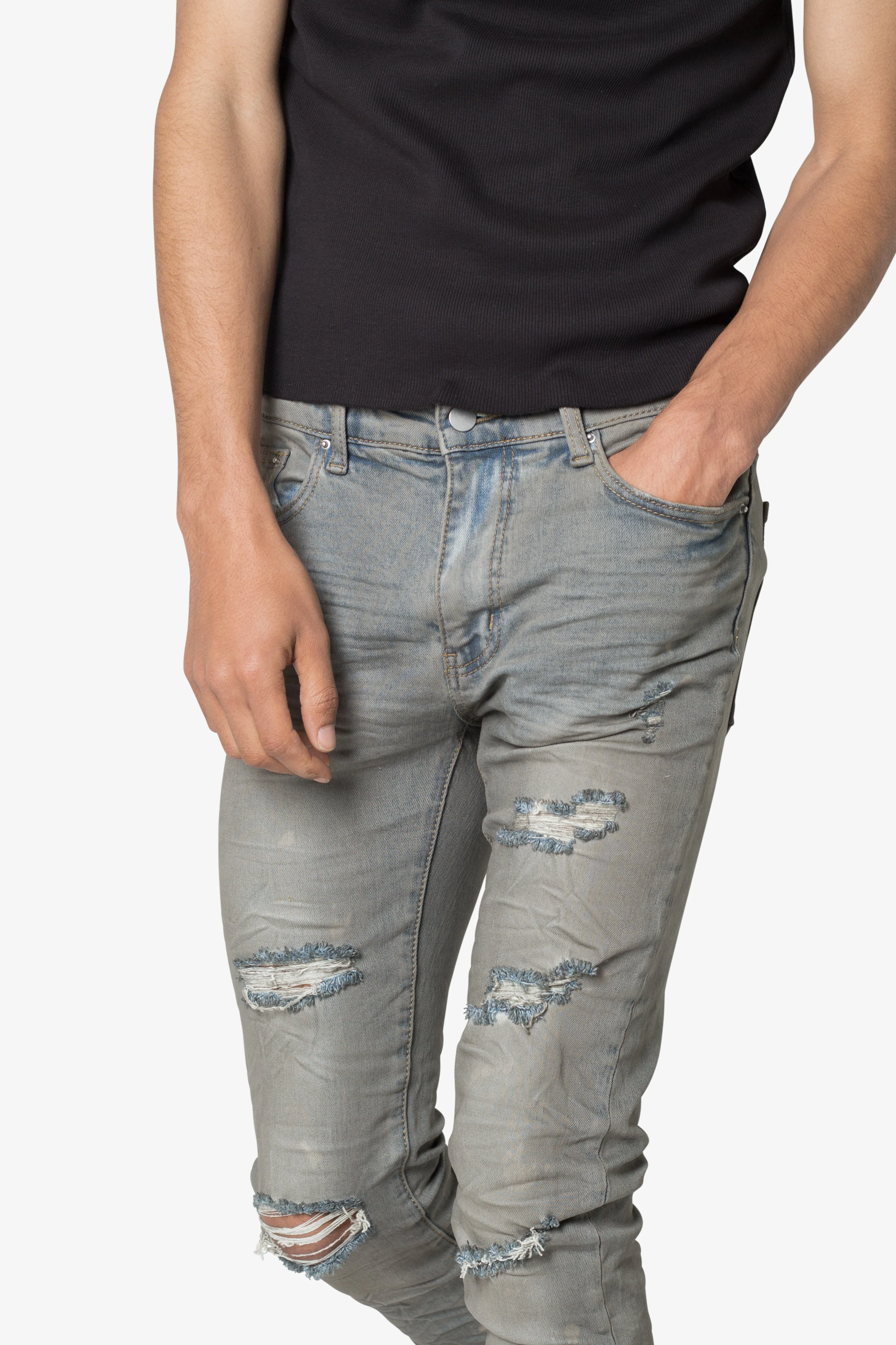 X607 Painted Skinny Denim - Blue - Image 7