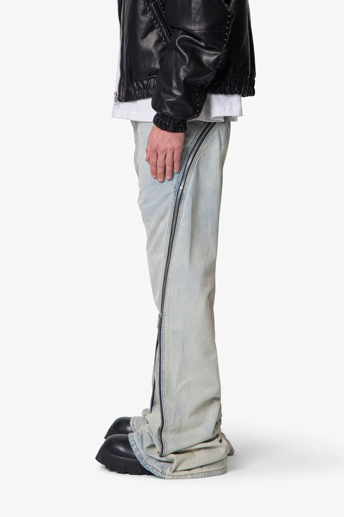 Zipper Extra Flare Denim - Light Vintage - Image 4