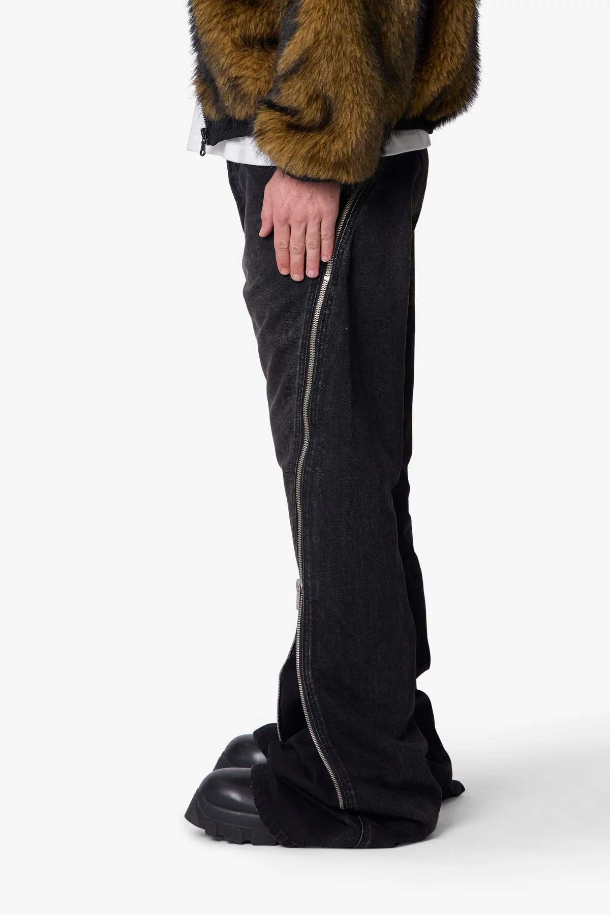 Zipper Extra Flare Denim - Vintage Black - Image 4