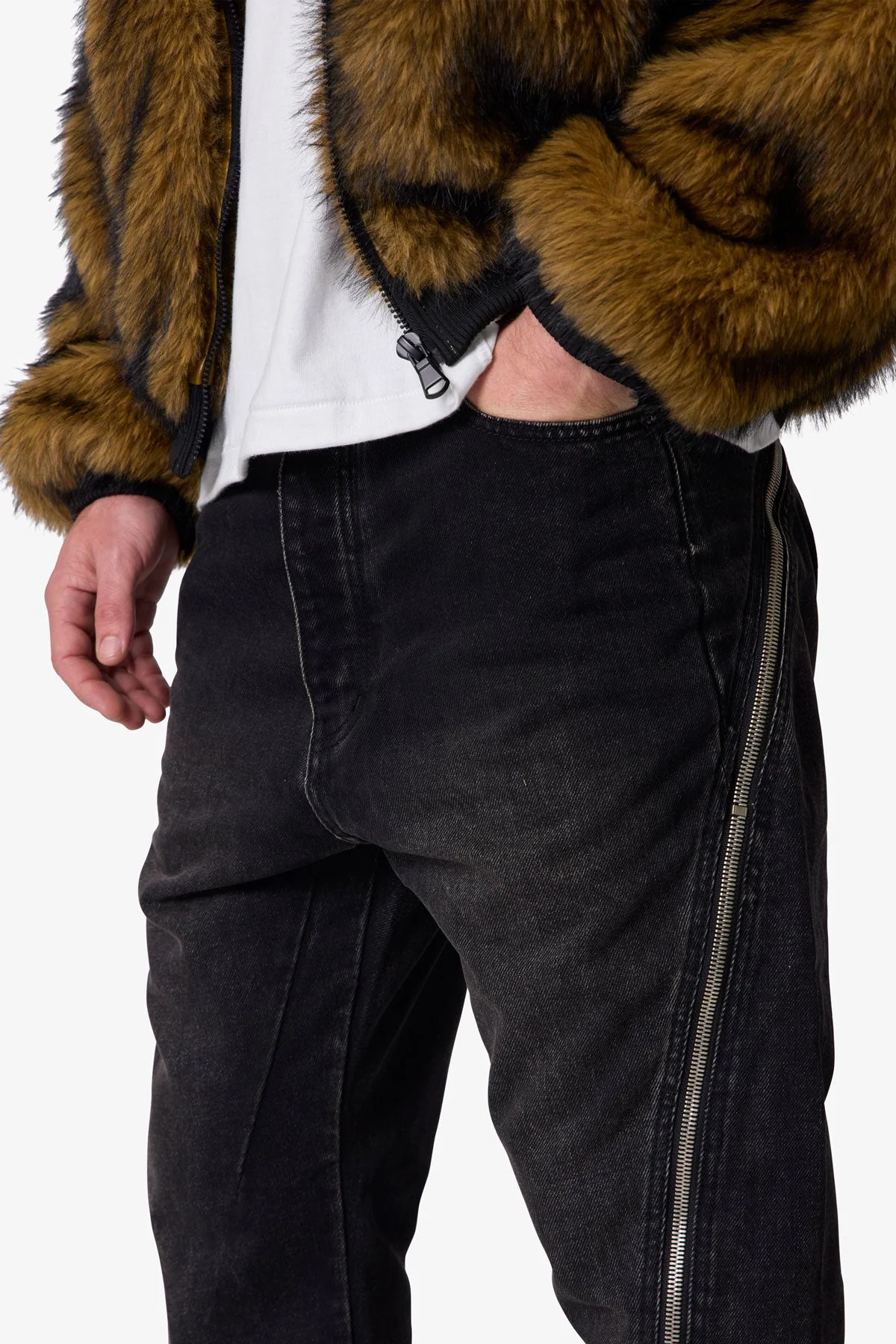 Zipper Extra Flare Denim - Vintage Black - Image 6