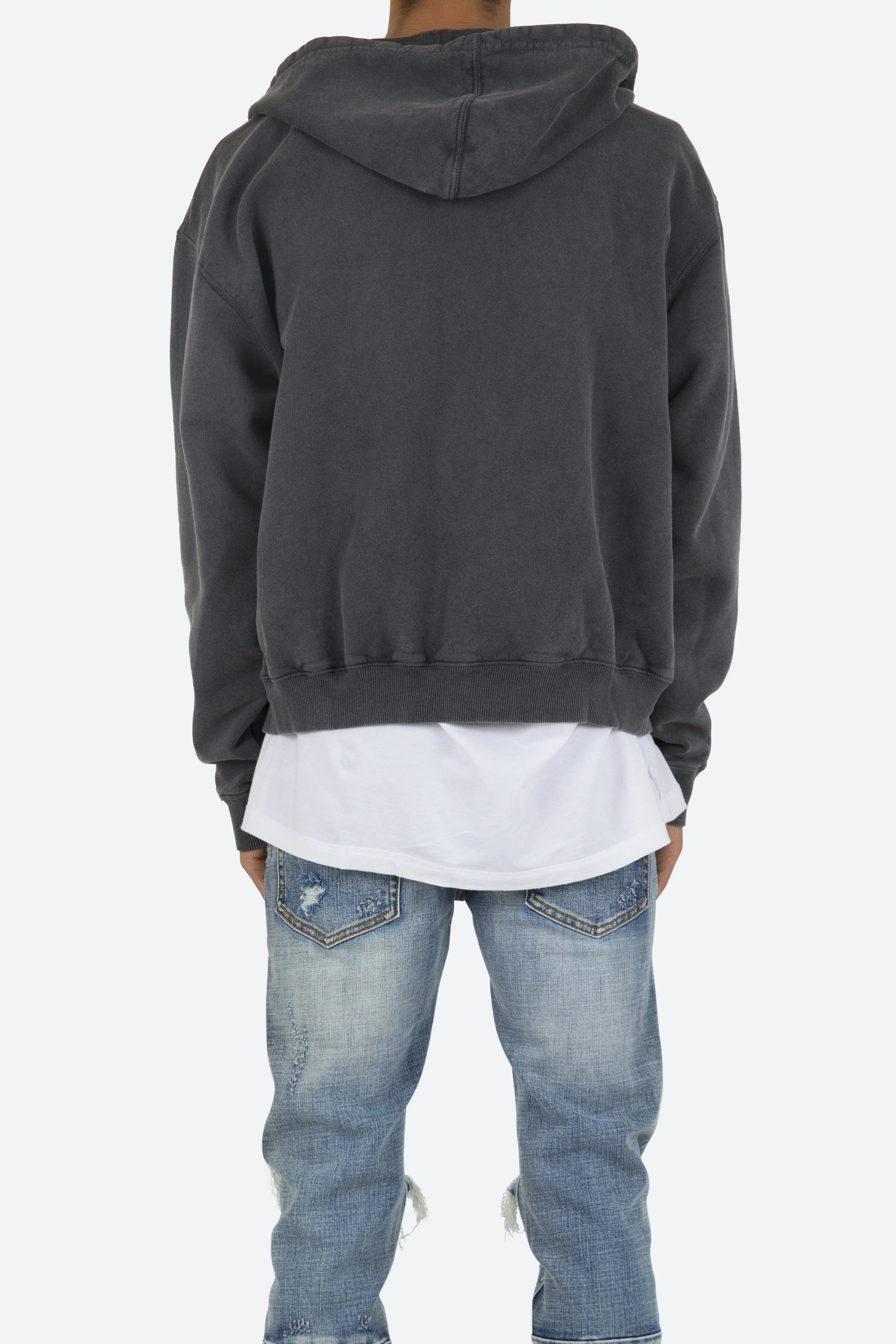 Basic Zip Up Hoodie - Vintage Black - Image 6