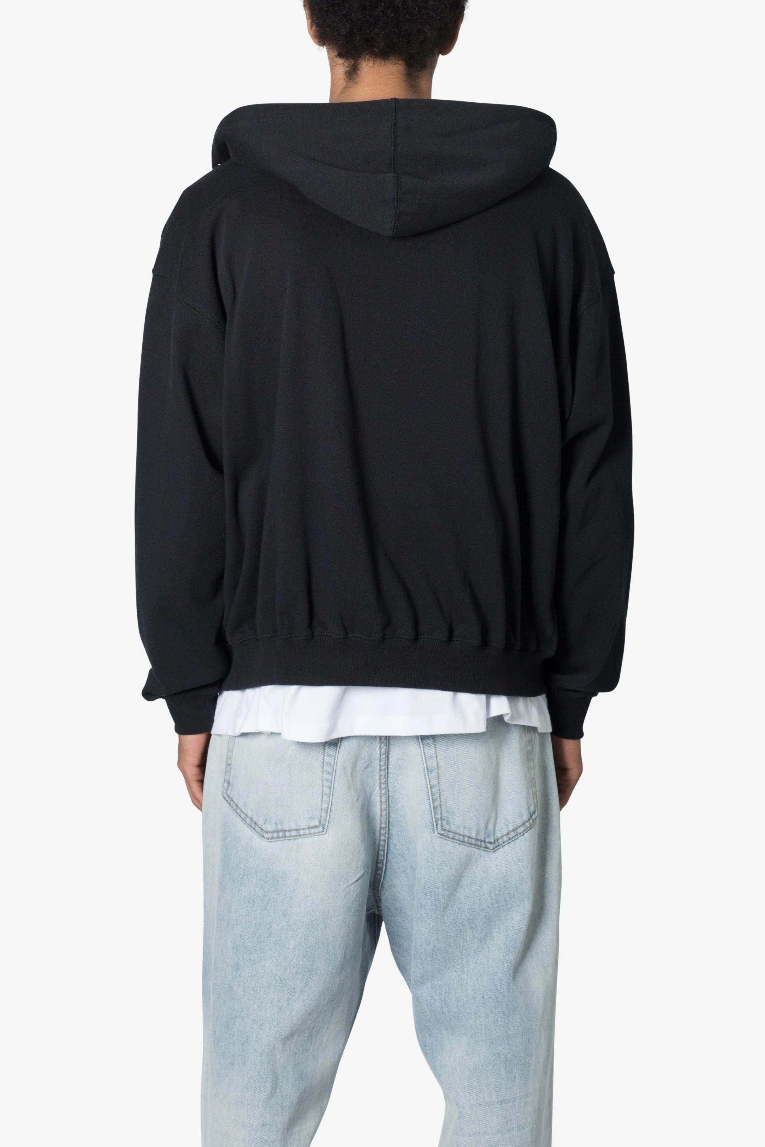 Basic Zip Up Hoodie - Black - Image 5