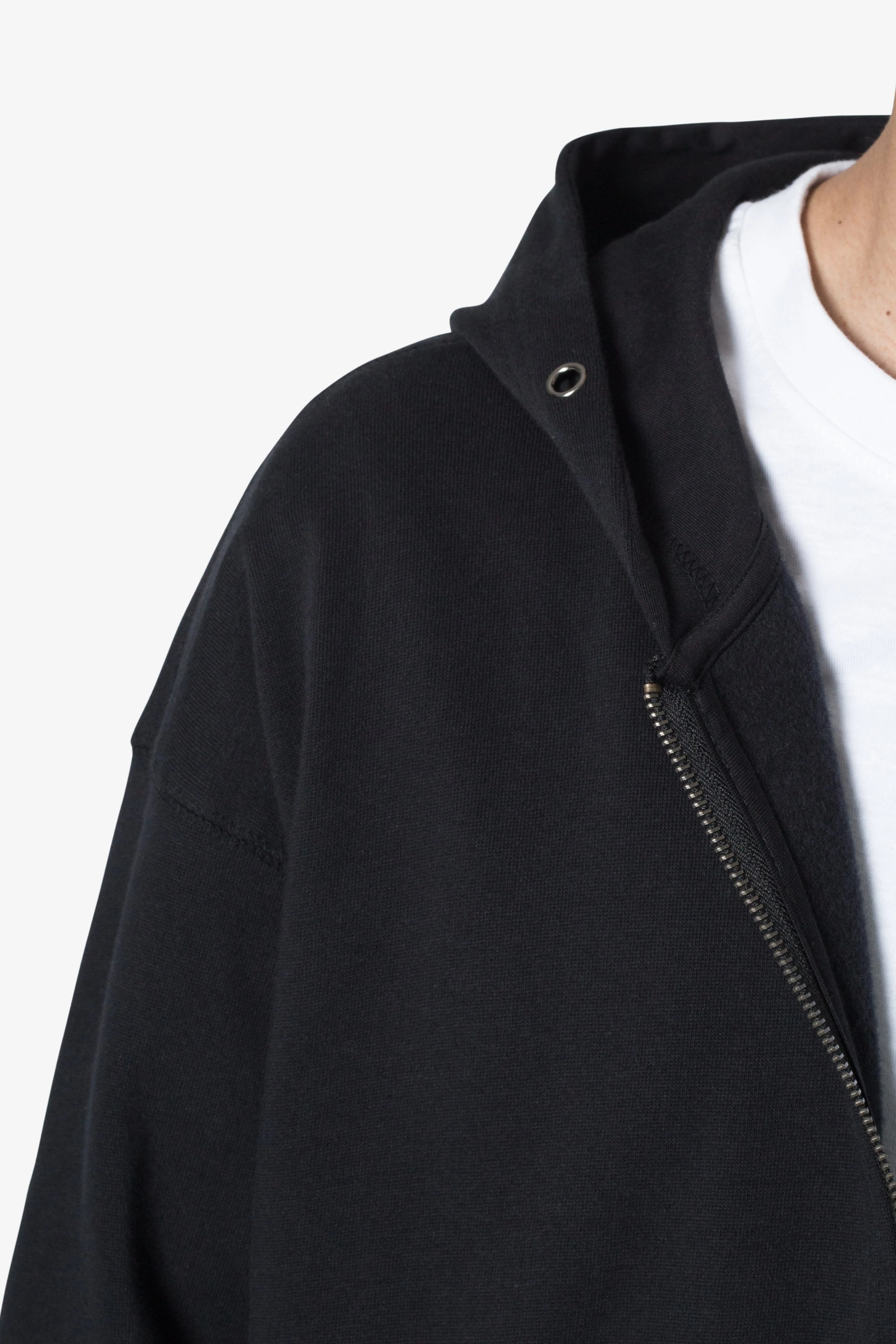 Basic Zip Up Hoodie - Black - Image 8
