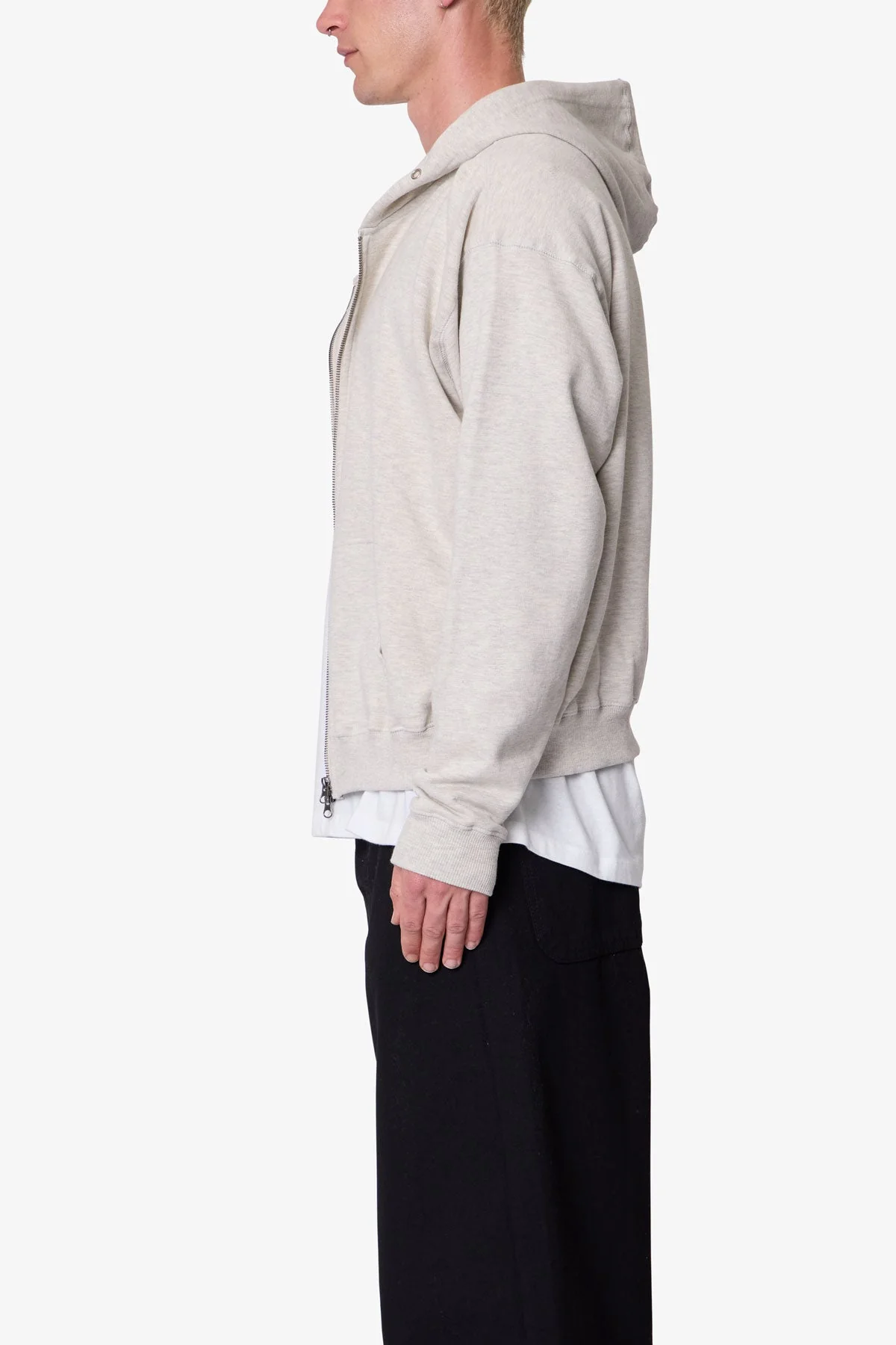 Basic Grey Zip Up Hoodie - Image 4