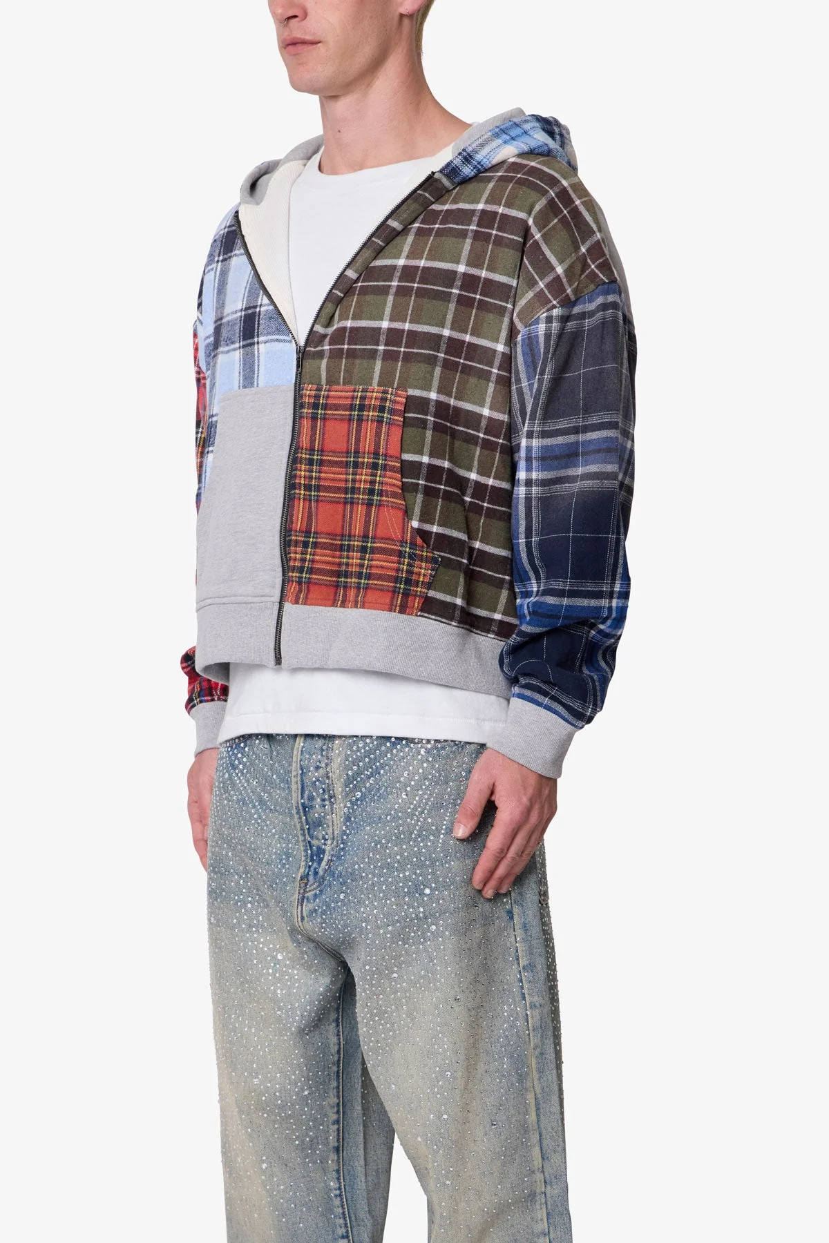 Blocked Flannel Hoodie - Multi - Image 3