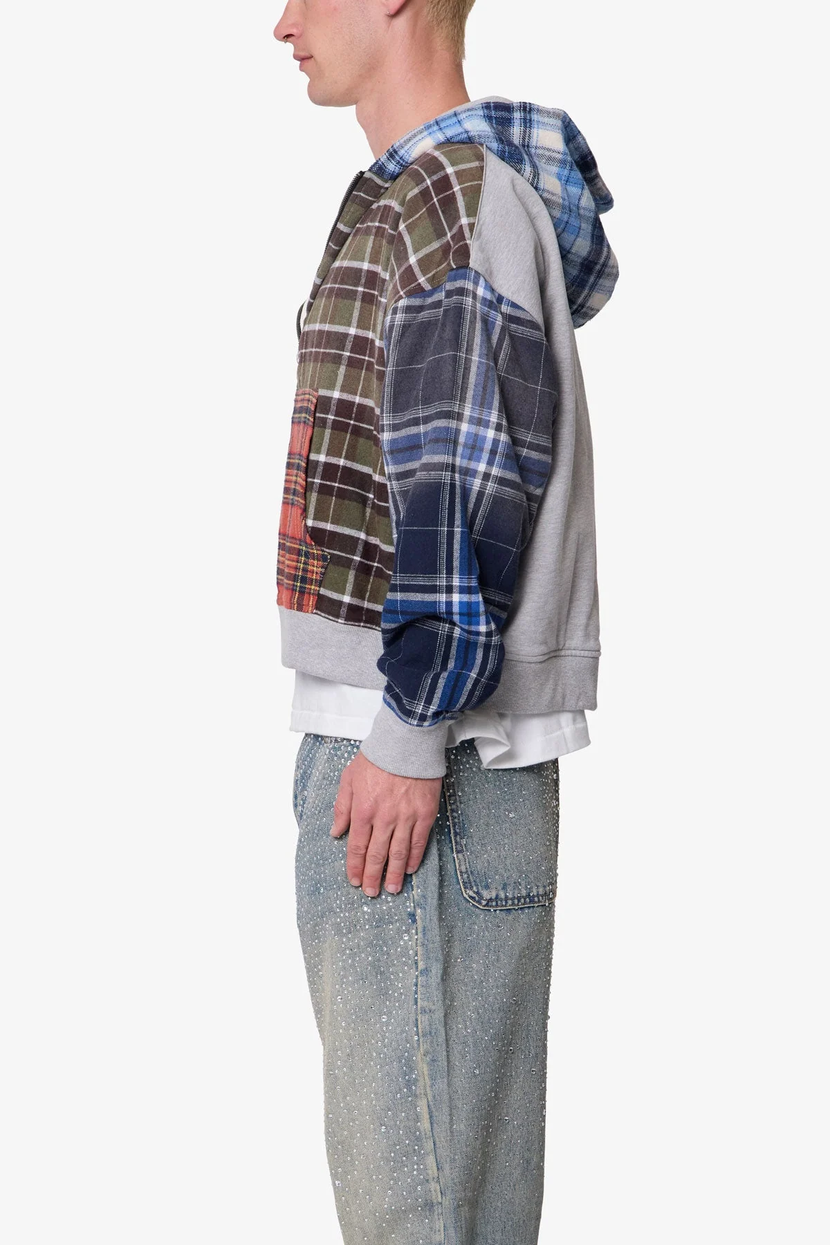 Blocked Flannel Hoodie - Multi - Image 4
