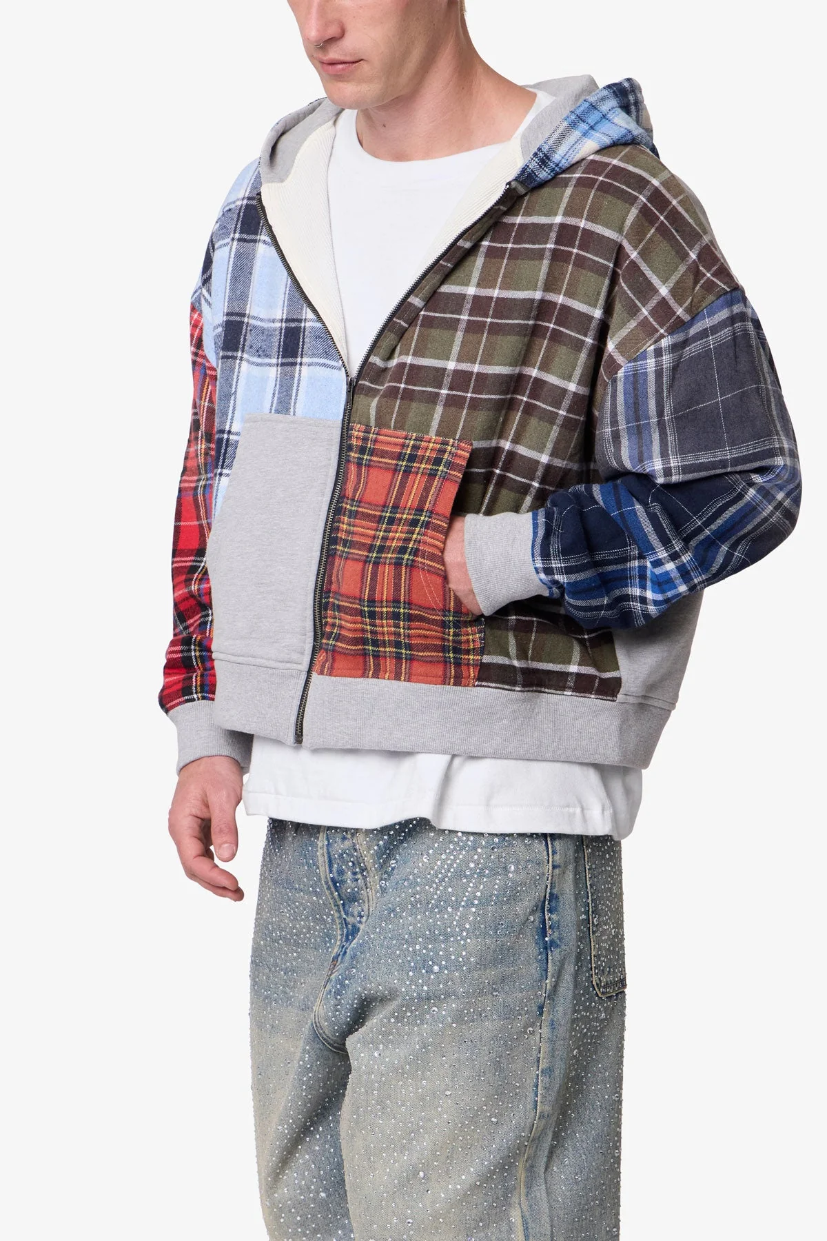 Blocked Flannel Hoodie - Multi - Image 6