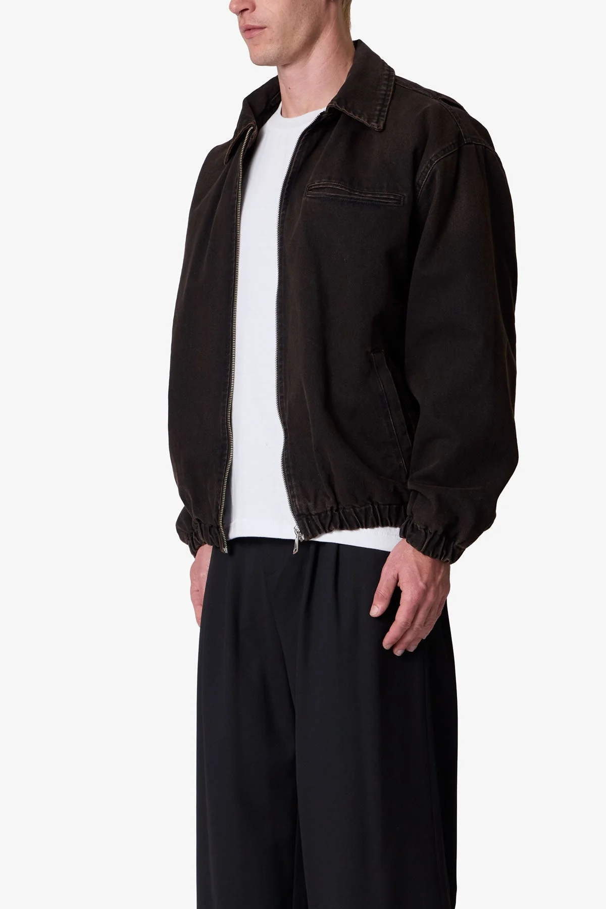 Collared Cinch jacket - Washed Black - Image 3