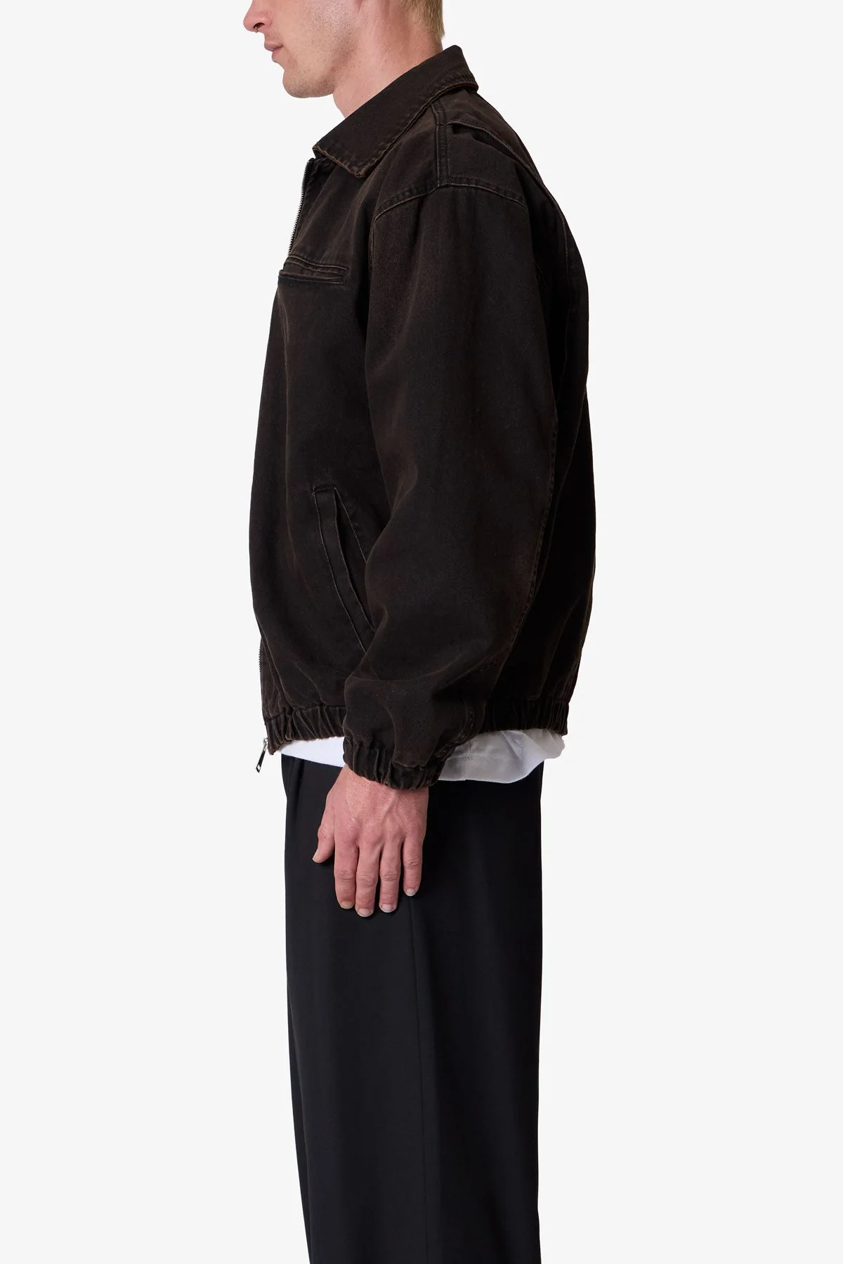 Collared Cinch jacket - Washed Black - Image 4