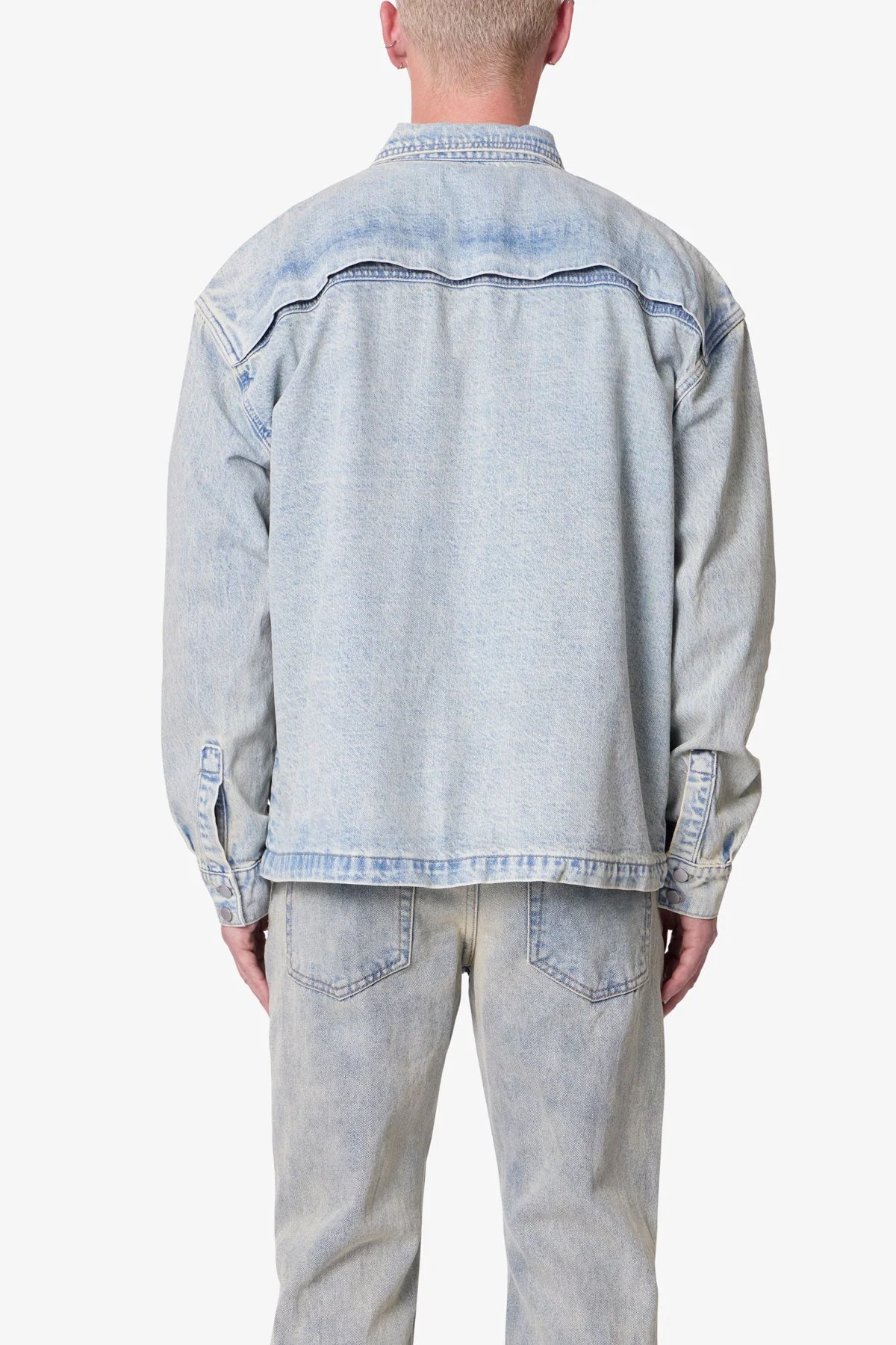 Denim Shirt Jacket - Light Blue - Image 5