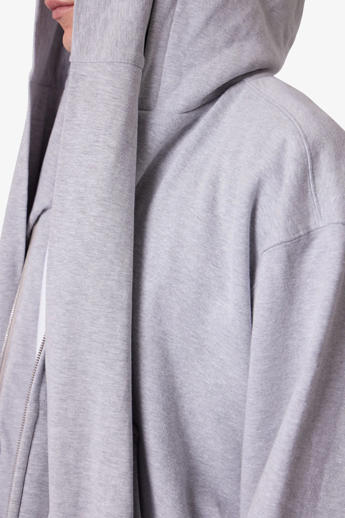 Double Layer Sleeve Scarf Hoodie - Grey - Image 8