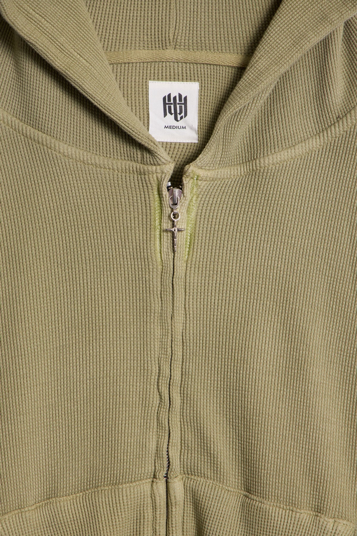 Double Layered Thermal Hoodie - Washed Olive - Image 4