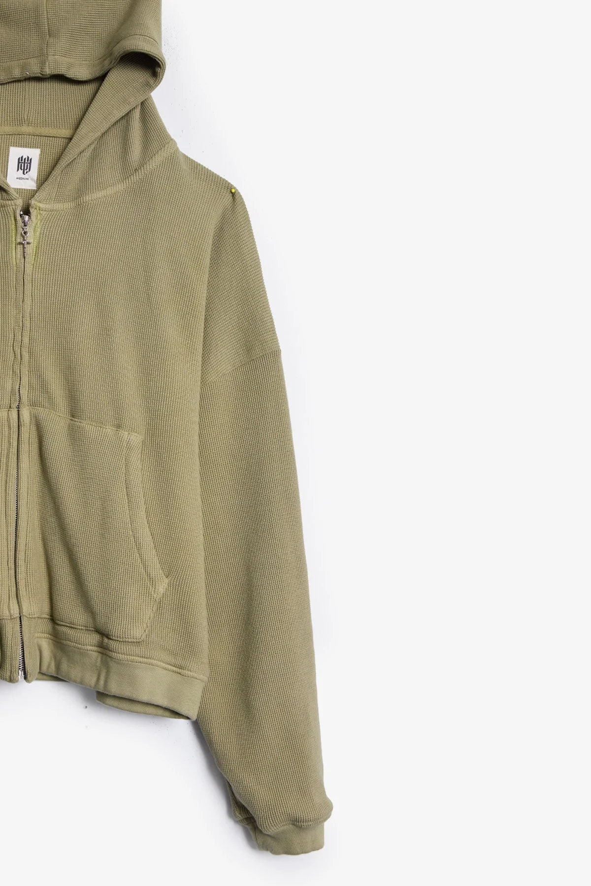Double Layered Thermal Hoodie - Washed Olive - Image 5