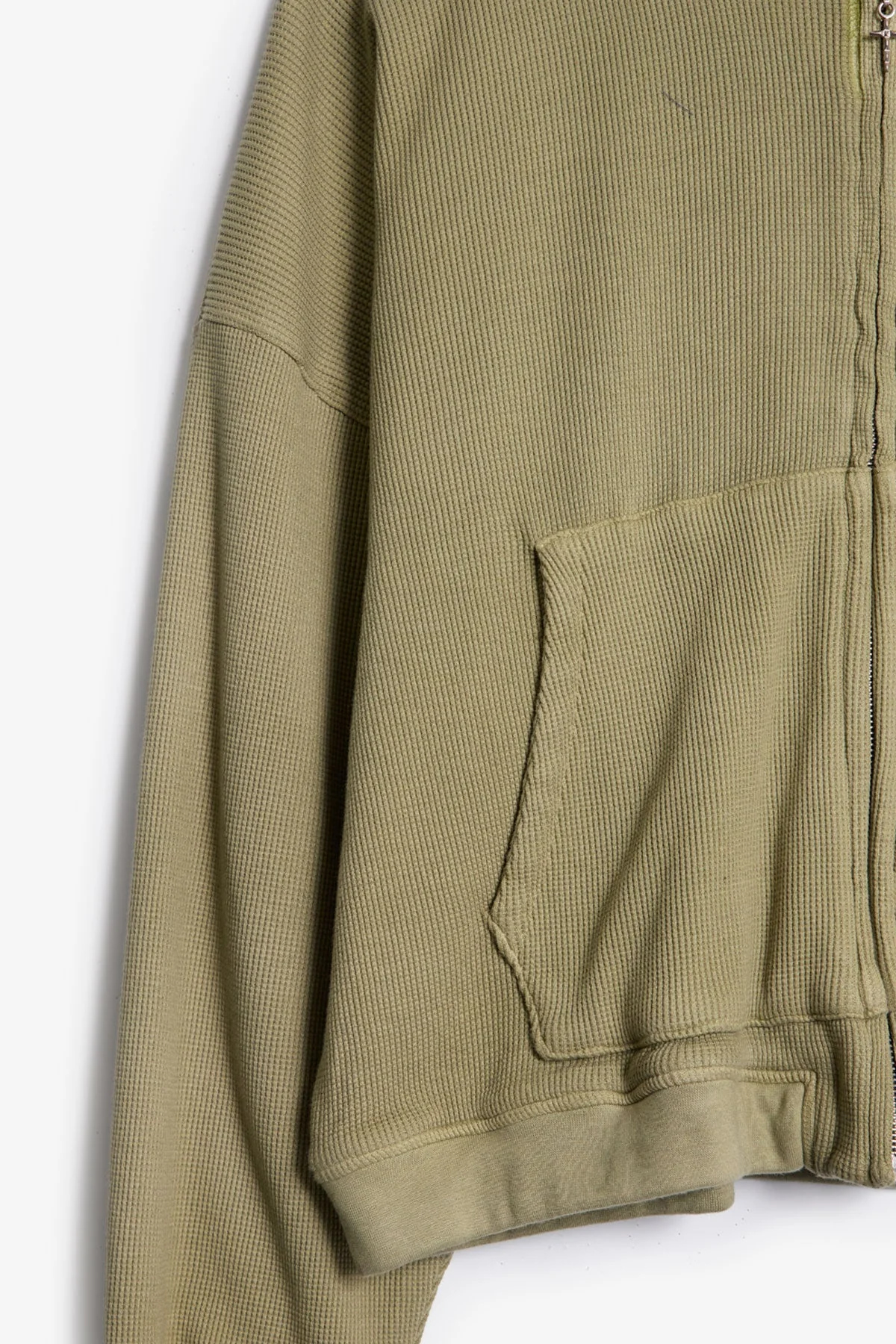Double Layered Thermal Hoodie - Washed Olive - Image 6