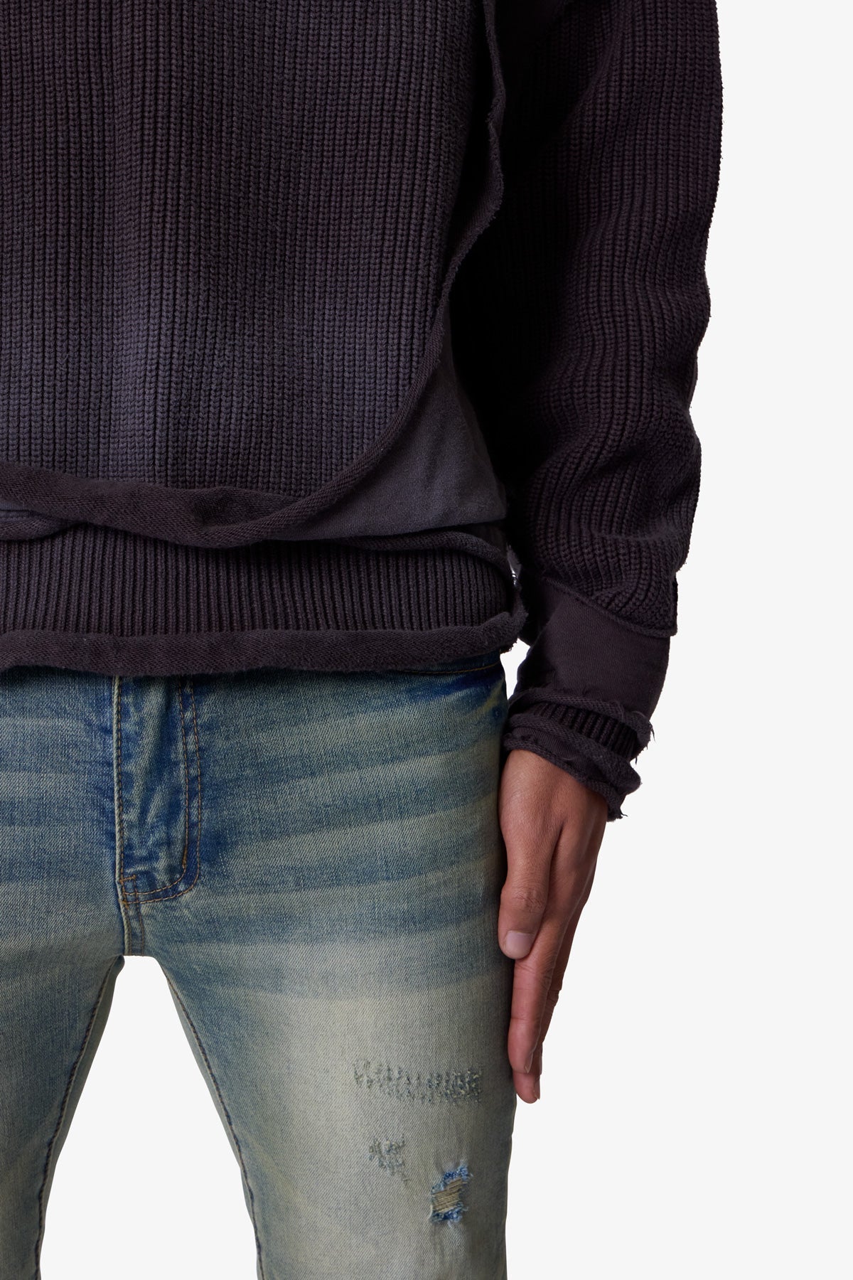 Dug Up Distressed Sweater - Charcoal Grey - Image 6