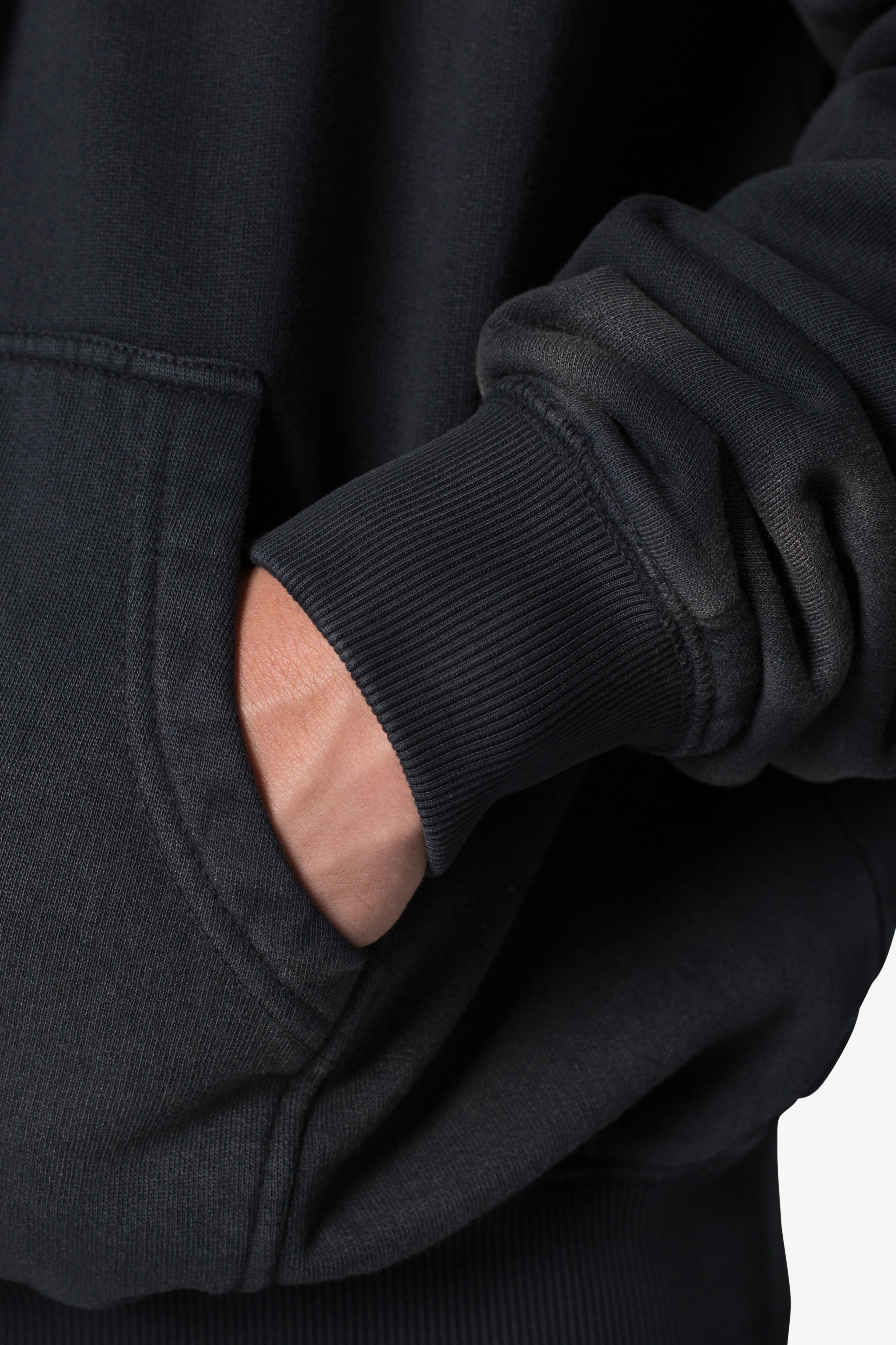 Faded Basic Zip Up Hoodie - Washed Black - Image 8