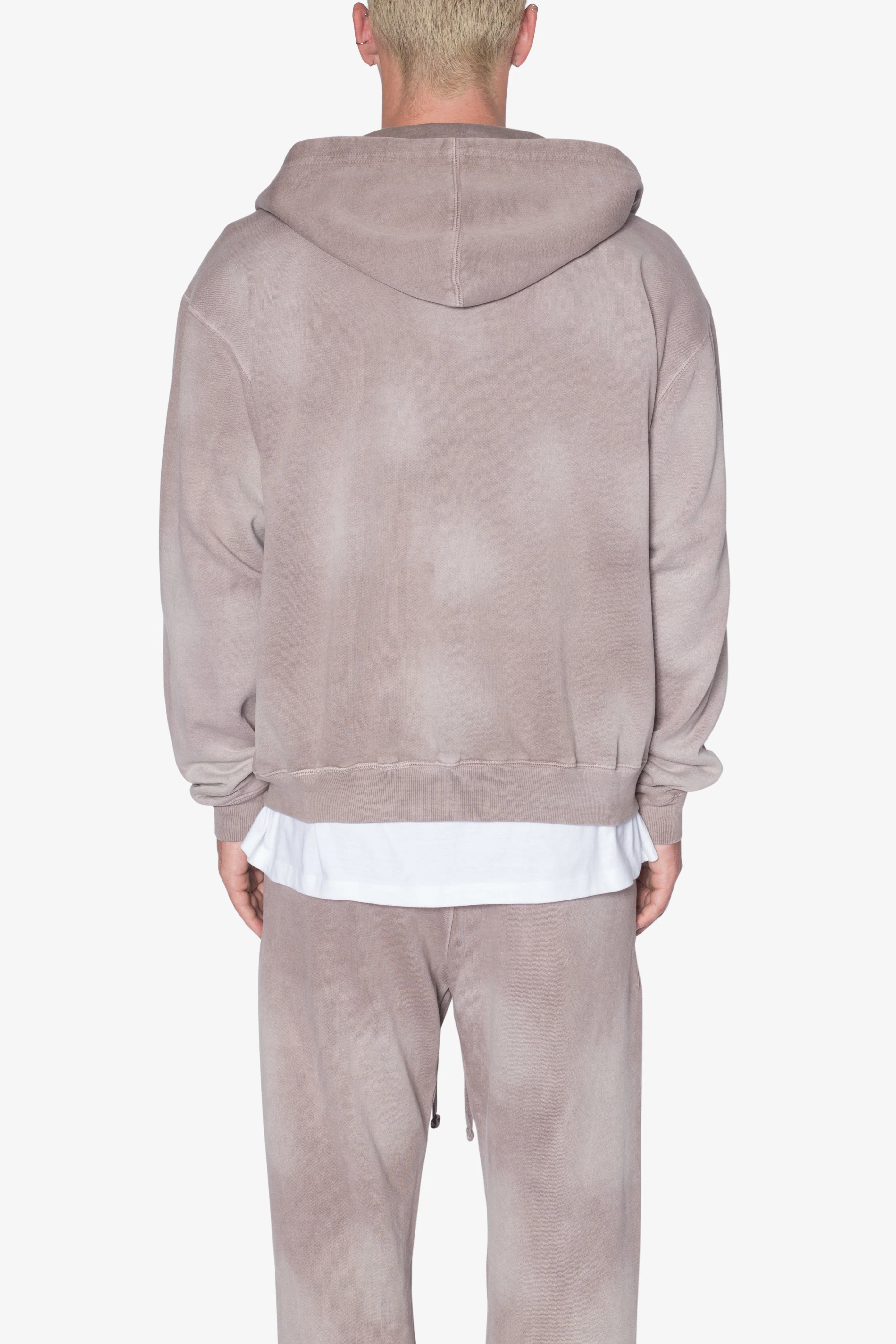 Faded Basic Zip Up Hoodie - Washed Mauve - Image 5