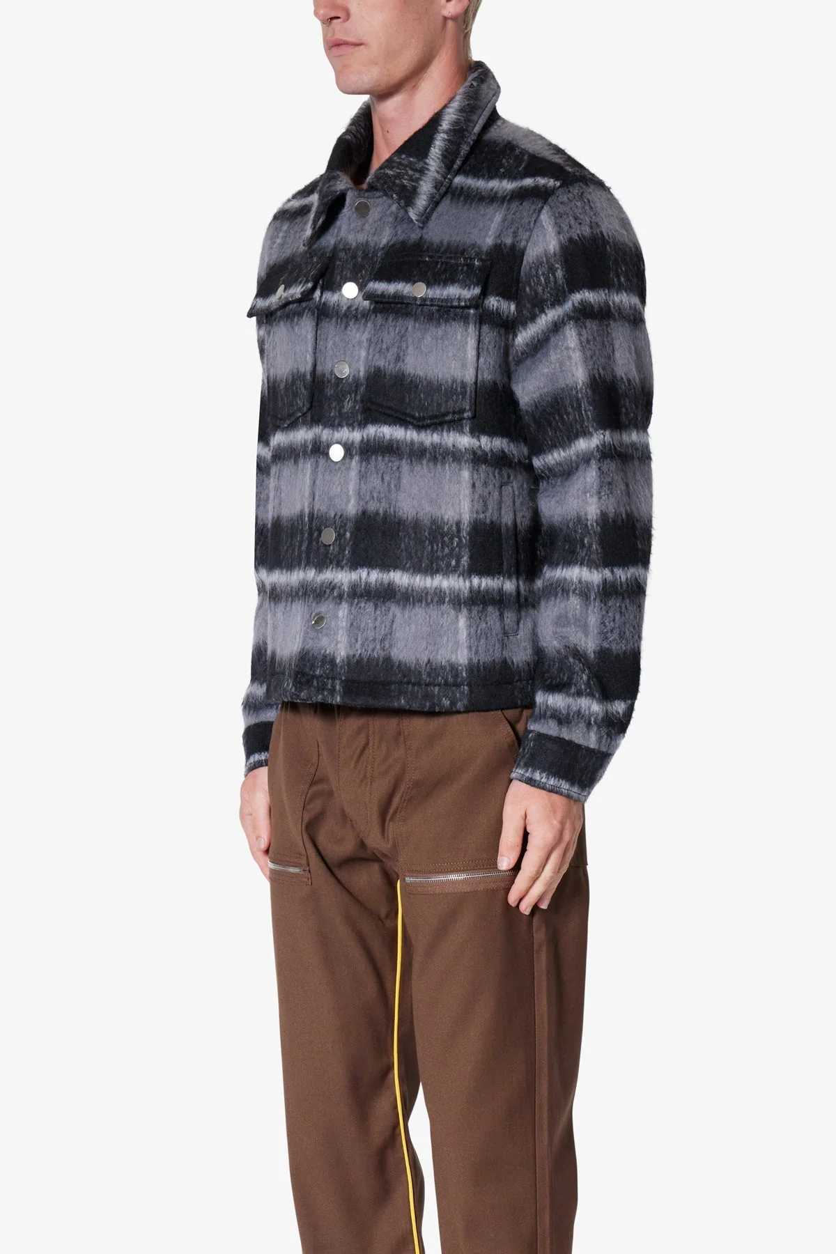 Brushed Flannel Jacket - Black/Grey - Image 3