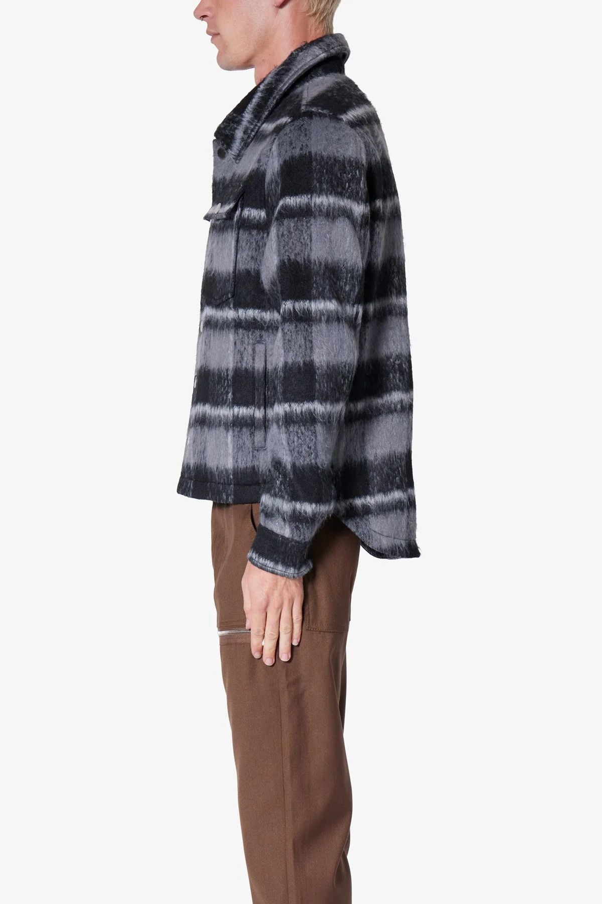 Brushed Flannel Jacket - Black/Grey - Image 4