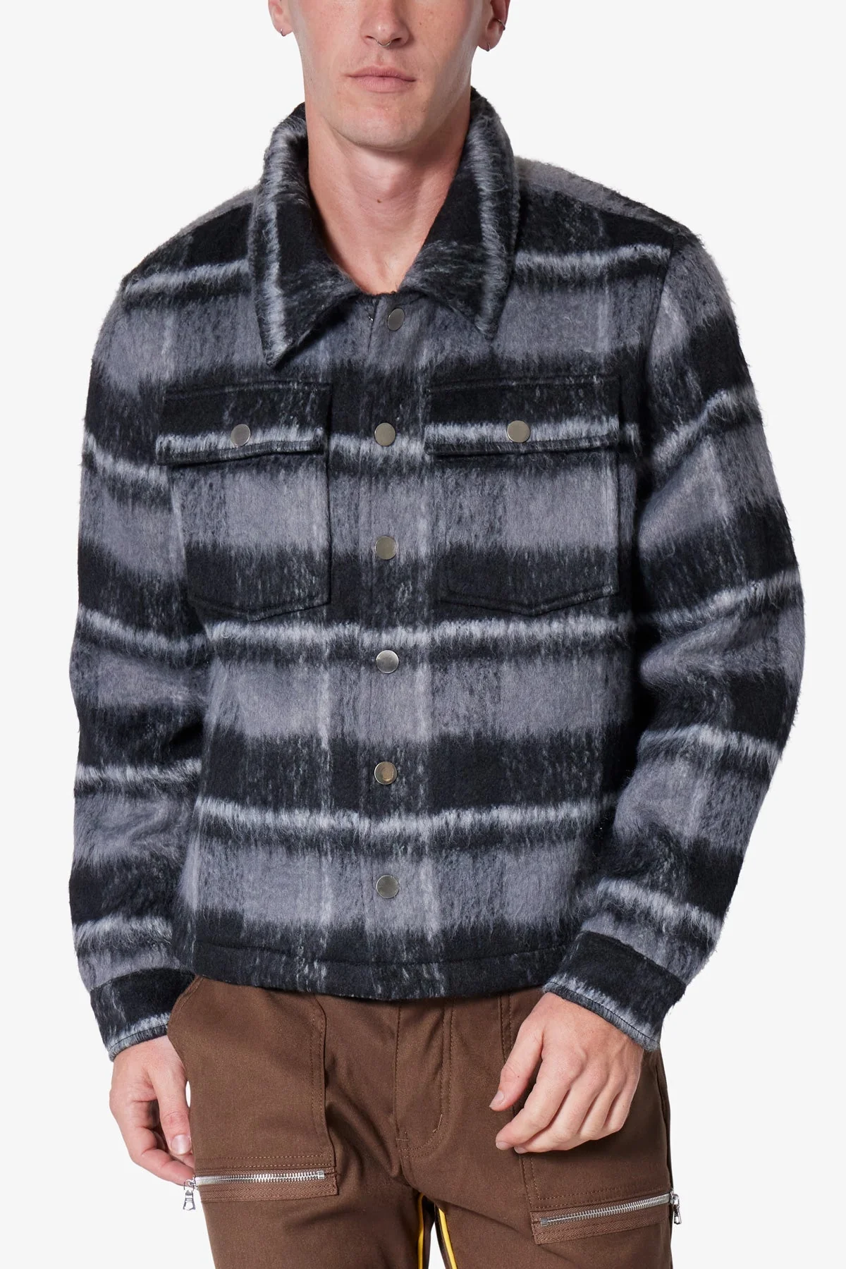 Brushed Flannel Jacket - Black/Grey - Image 6
