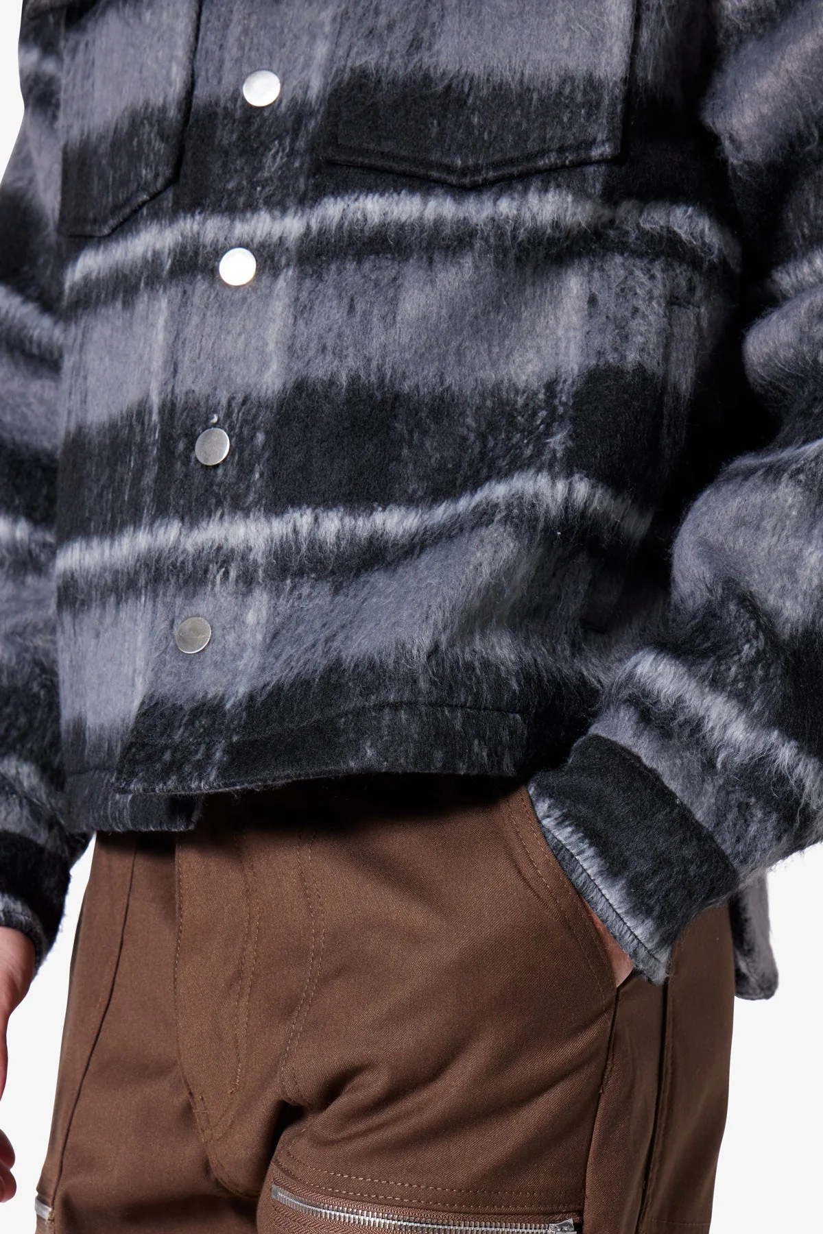 Brushed Flannel Jacket - Black/Grey - Image 7