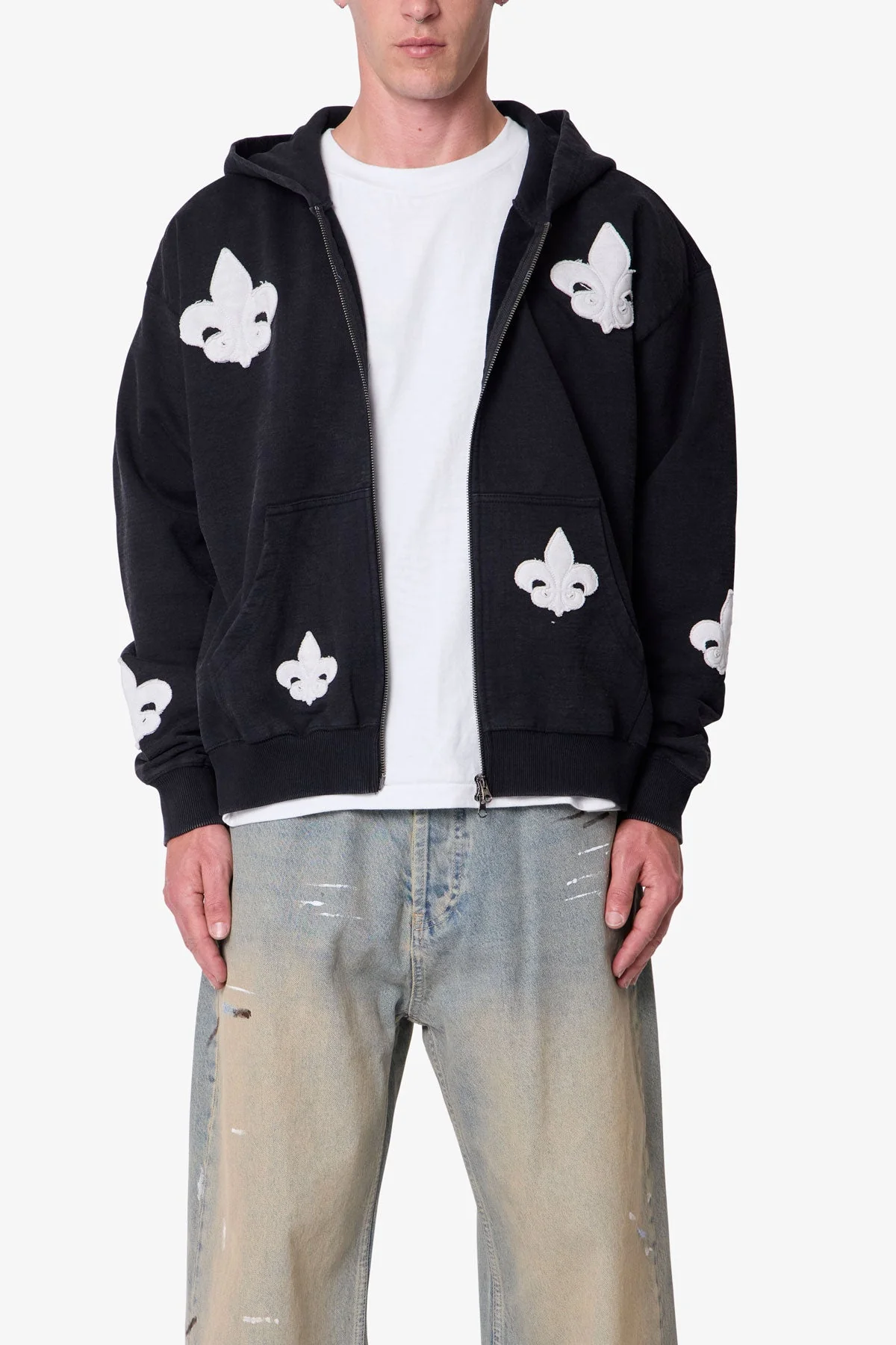 Fleur Zip Up Hoodie - Washed Black - Image 2