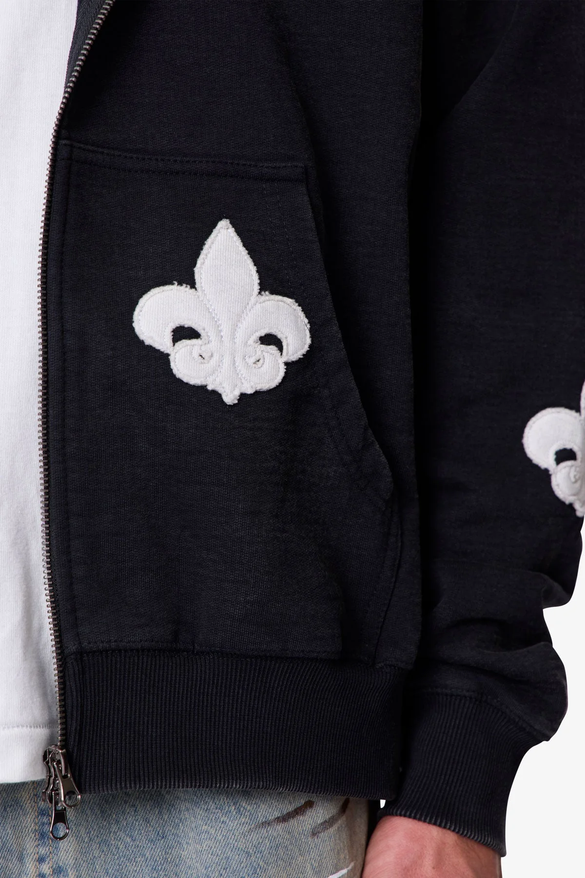 Fleur Zip Up Hoodie - Washed Black - Image 7