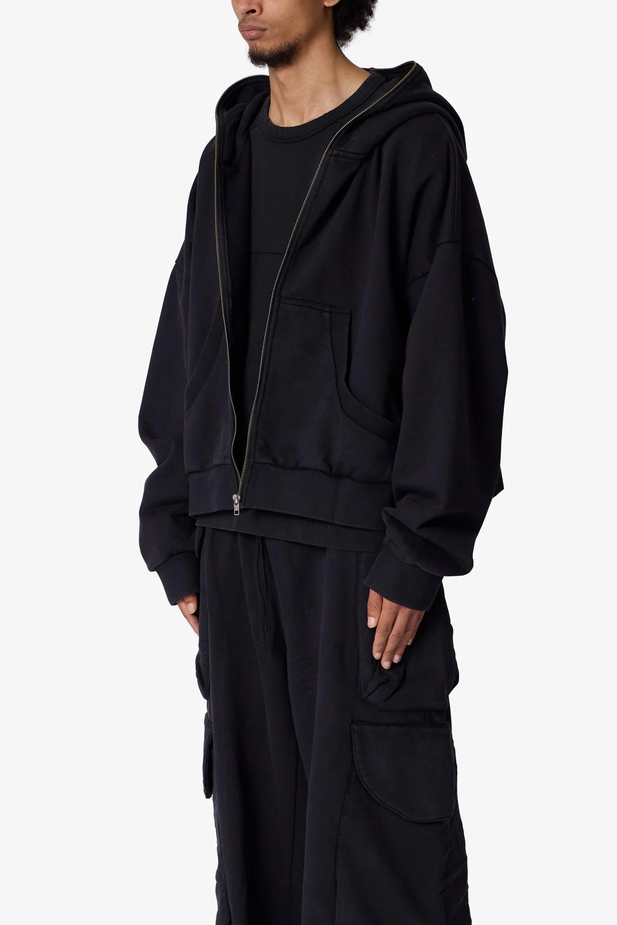 Full Zip Hoodie - Washed Black - Image 3