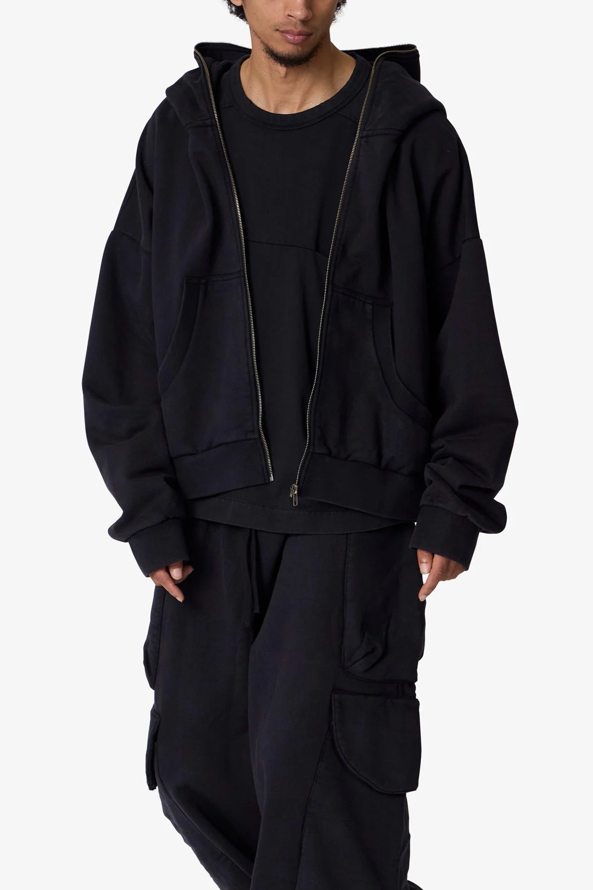 Full Zip Hoodie - Washed Black - Image 6