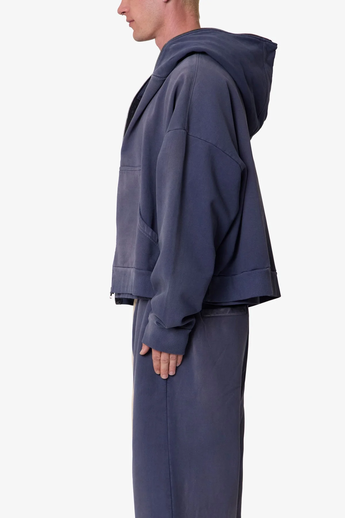 Full Zip Hoodie - Washed Navy - Image 4