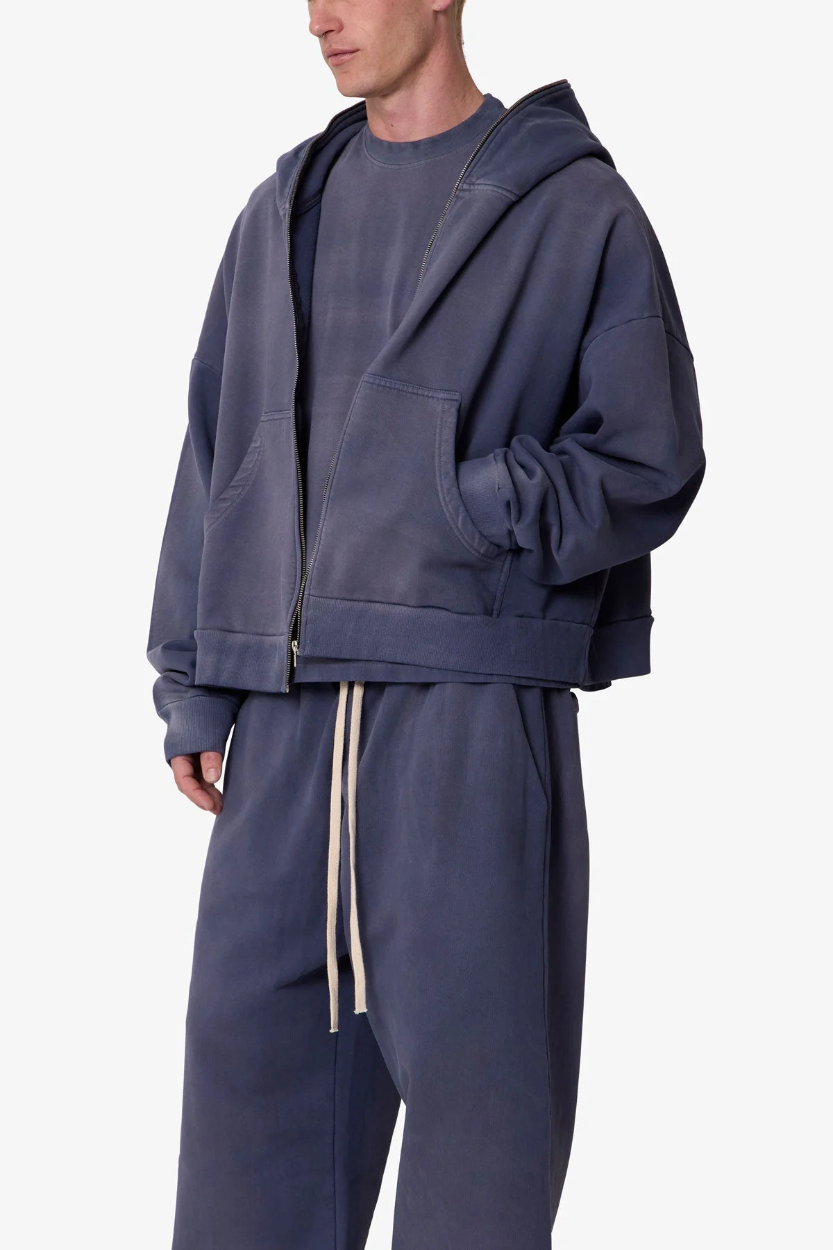 Full Zip Hoodie - Washed Navy - Image 6
