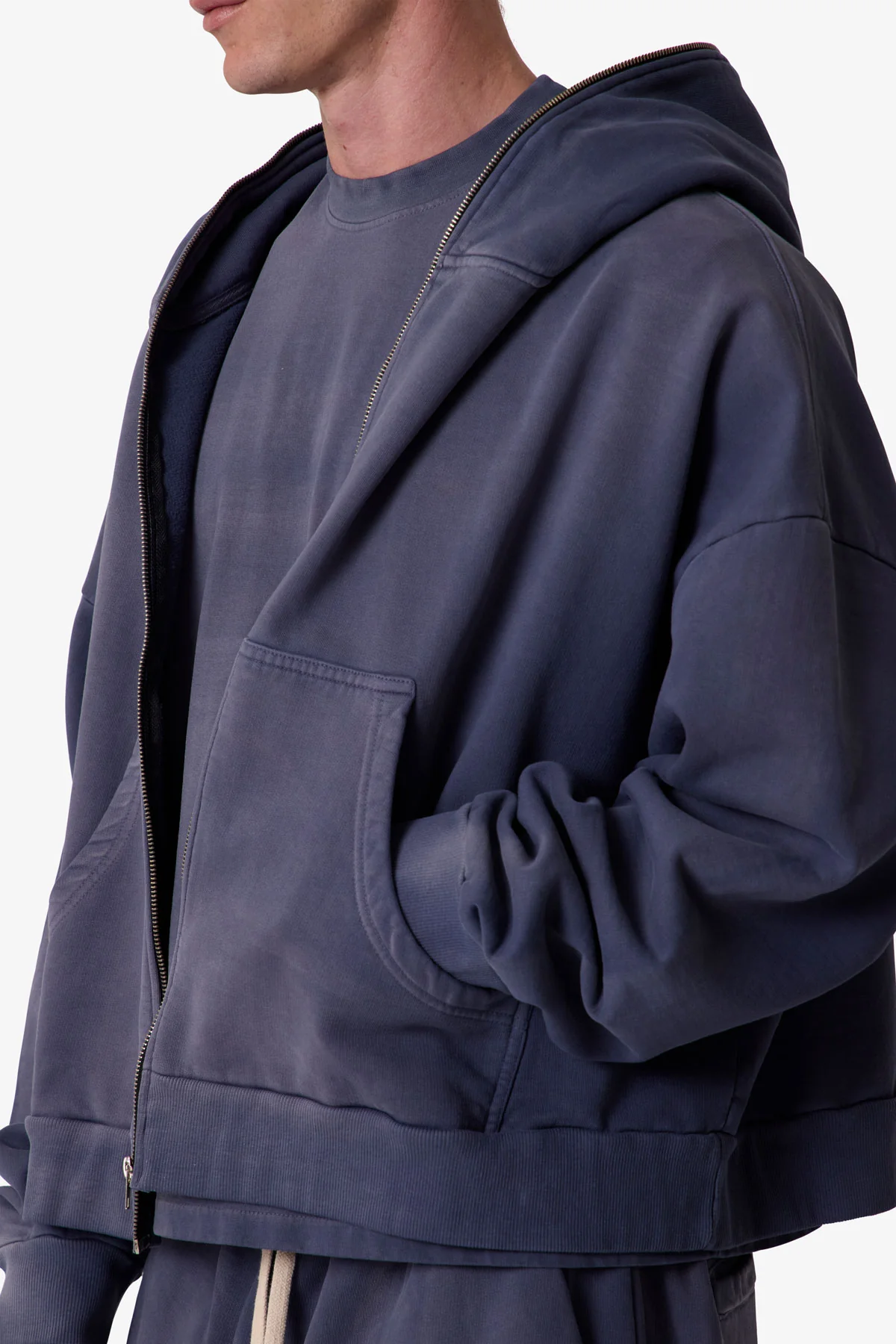 Full Zip Hoodie - Washed Navy - Image 7