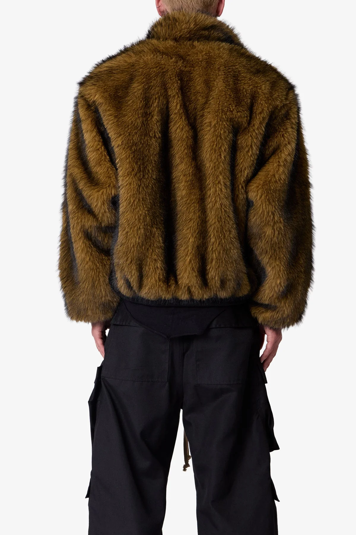 Fur Zip Up Jacket - Brown - Image 5