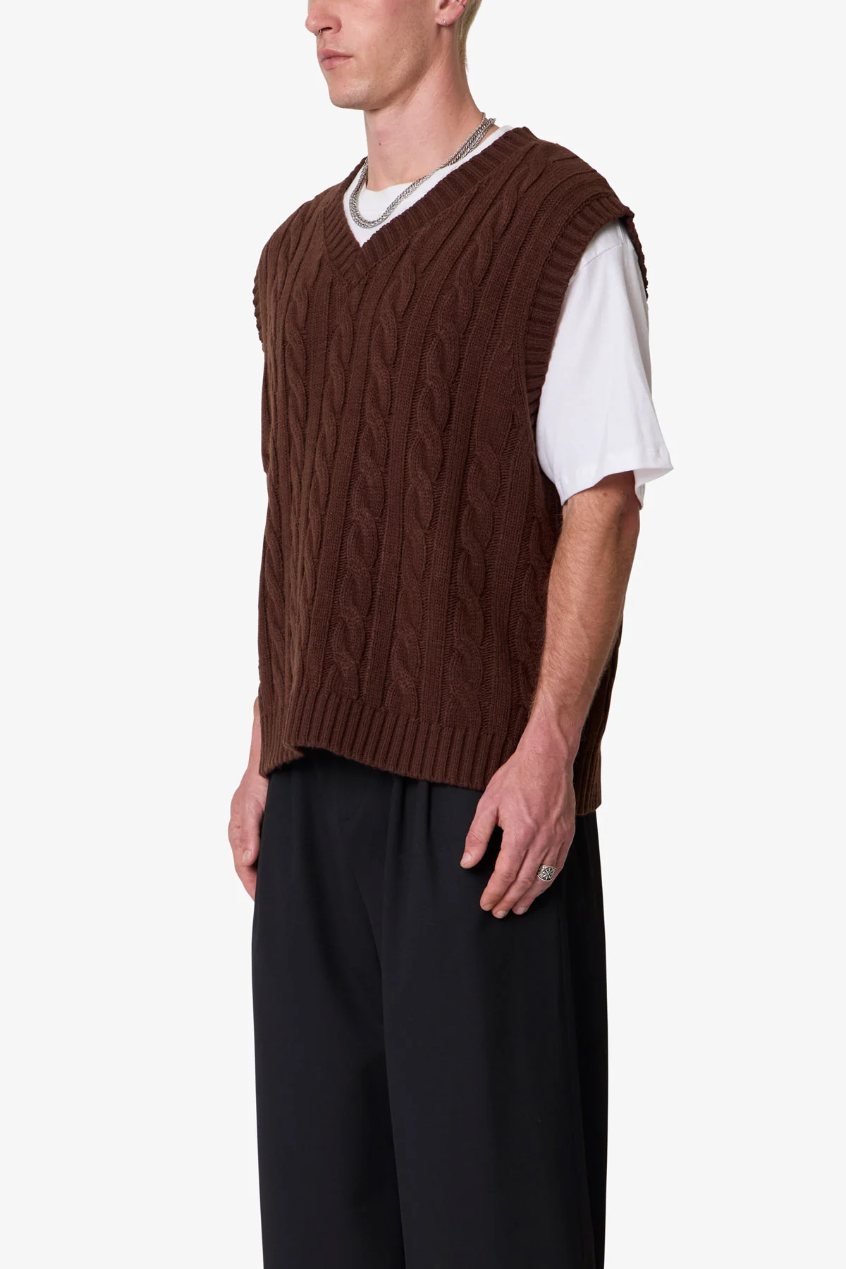 Knit Vest - Brown - Image 3