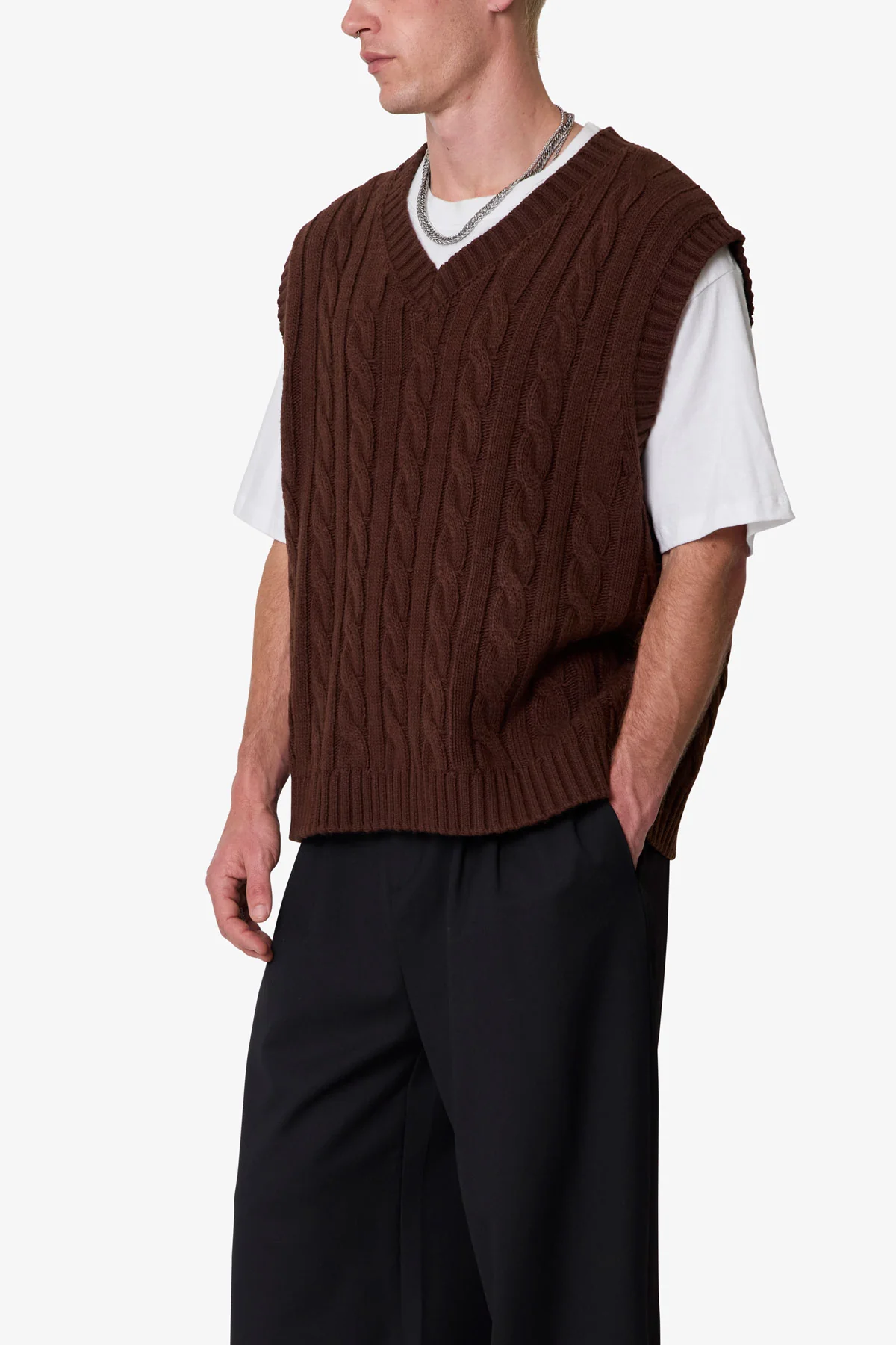 Knit Vest - Brown - Image 6