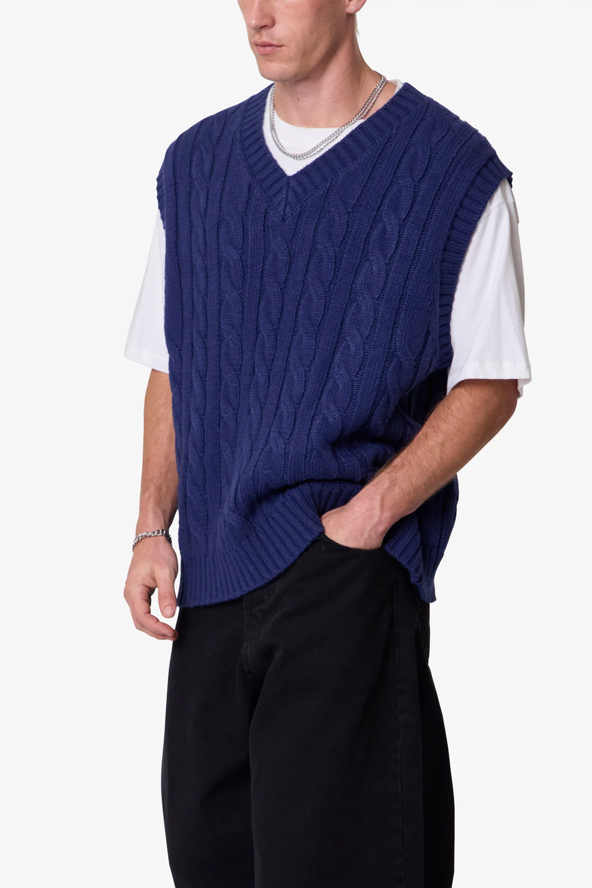 Knit Vest - Navy - Image 6
