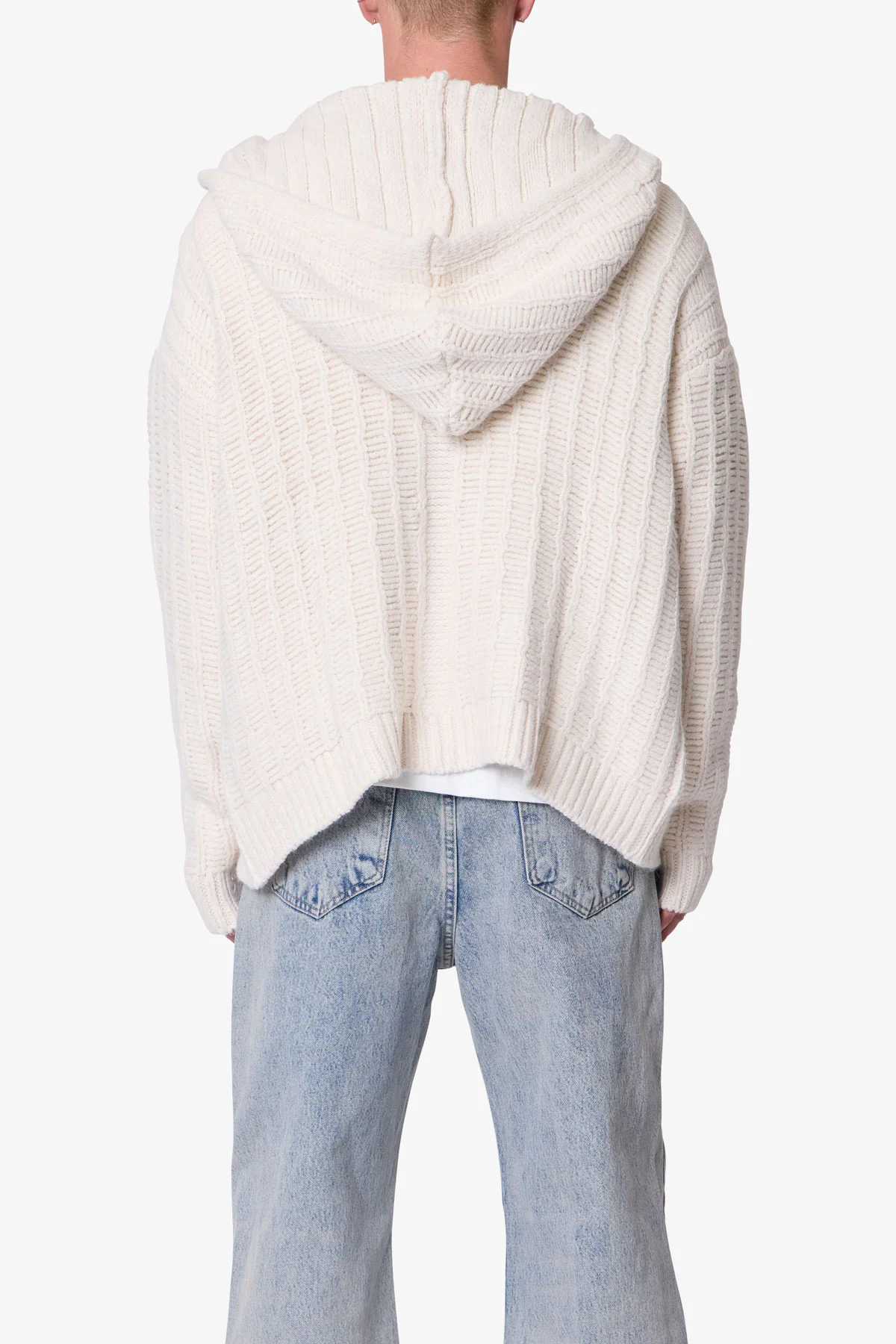 Knit Zip Up Hoodie - Off White - Image 5
