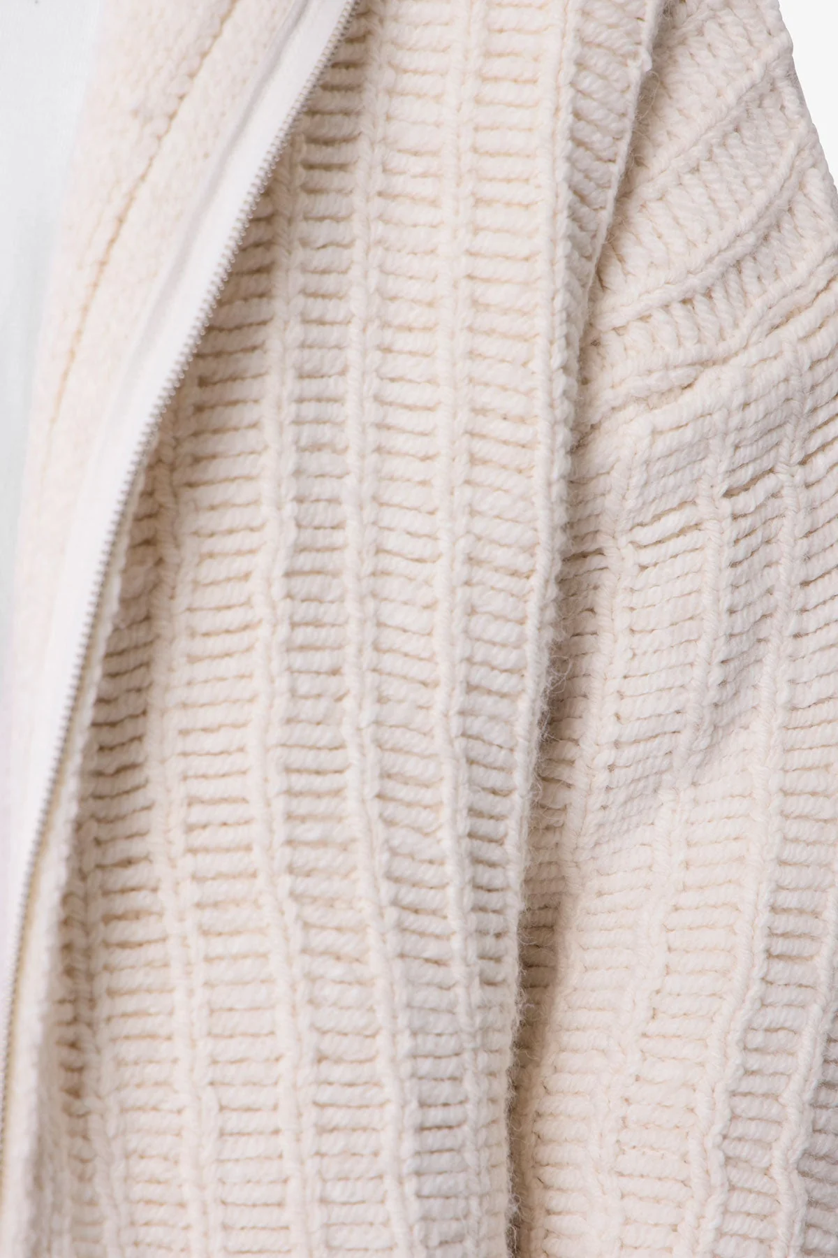 Knit Zip Up Hoodie - Off White - Image 7