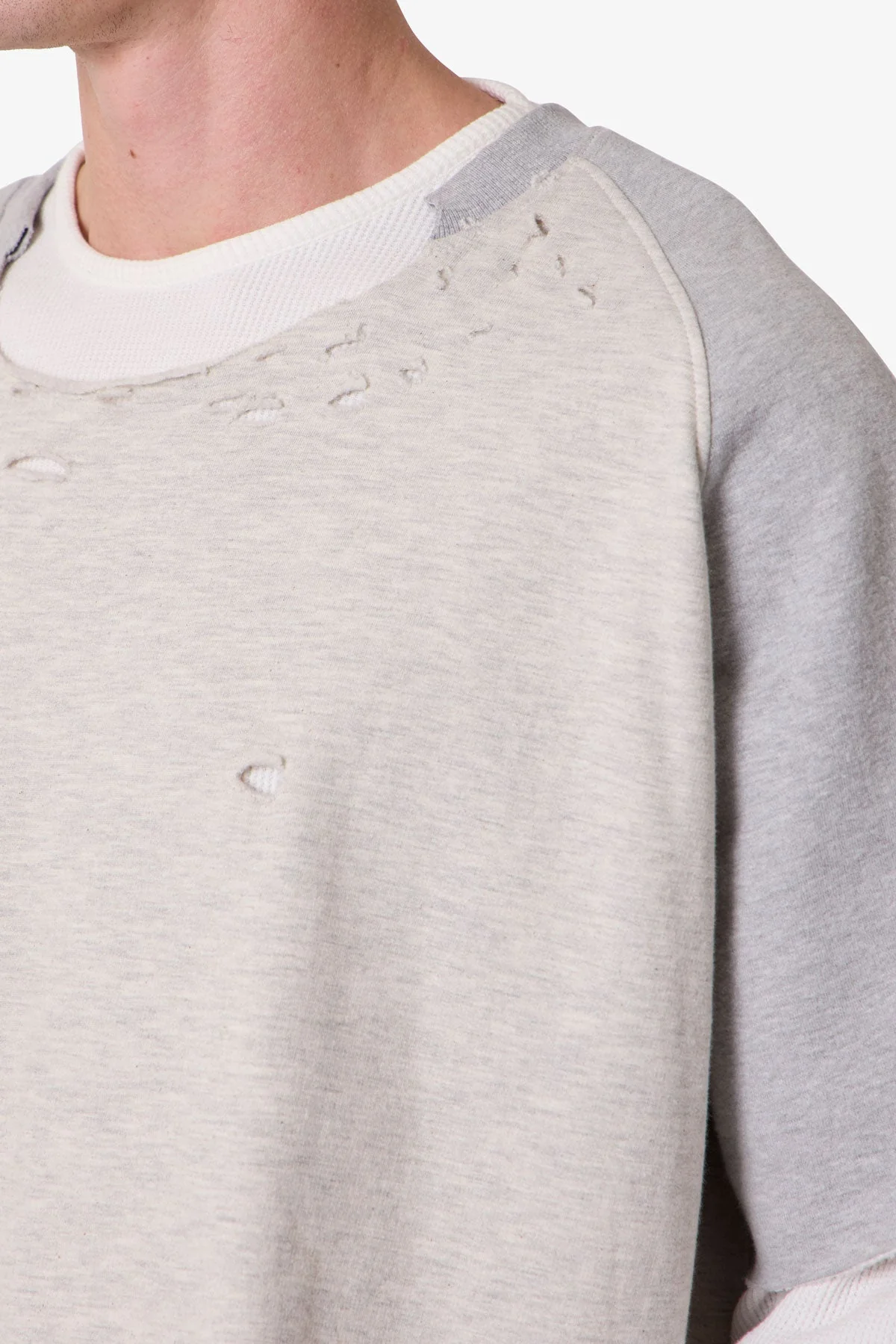 Layered Thermal Raglan Sweater - Heather Grey - Image 6
