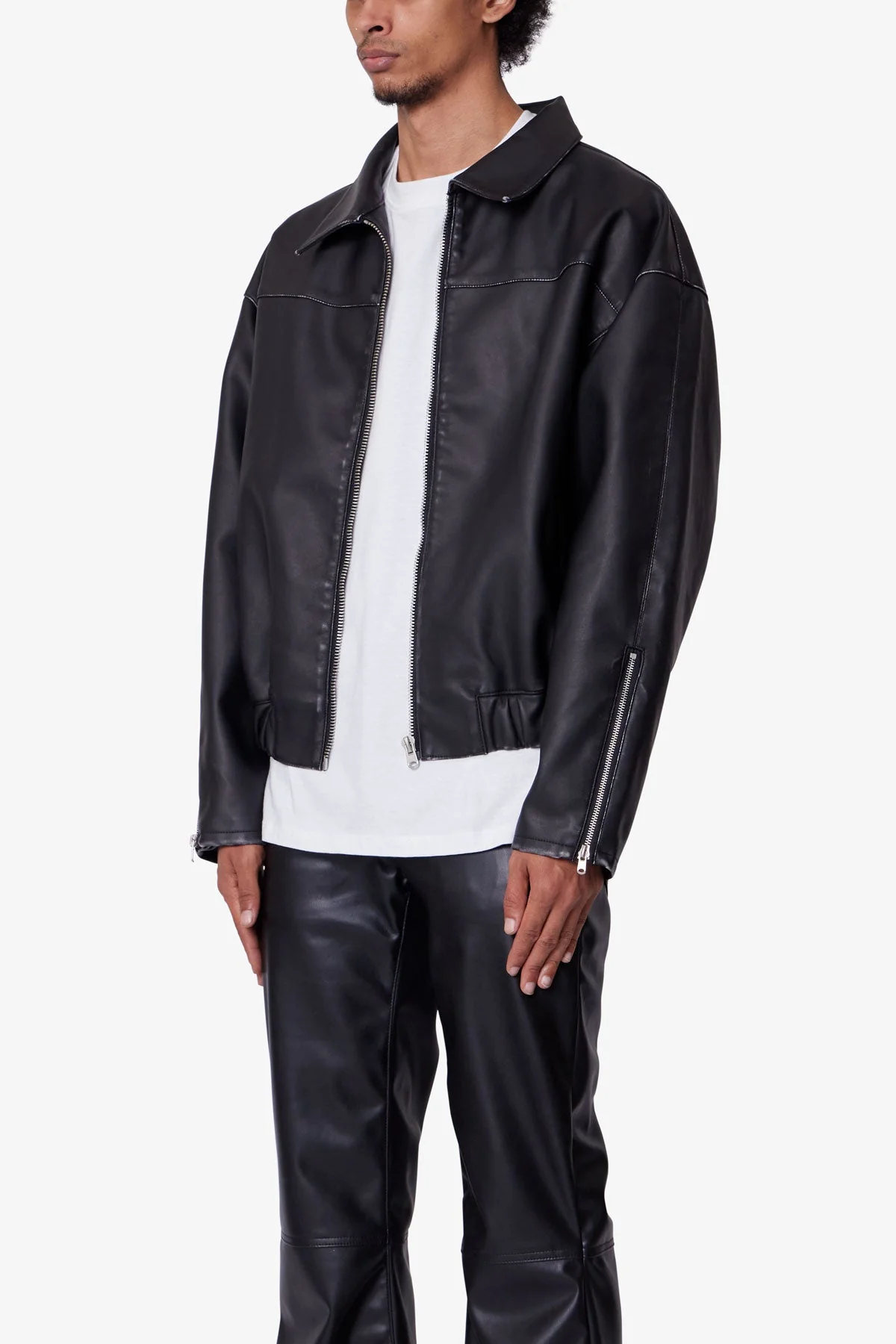 Leather Jacket - Washed Black - Image 3