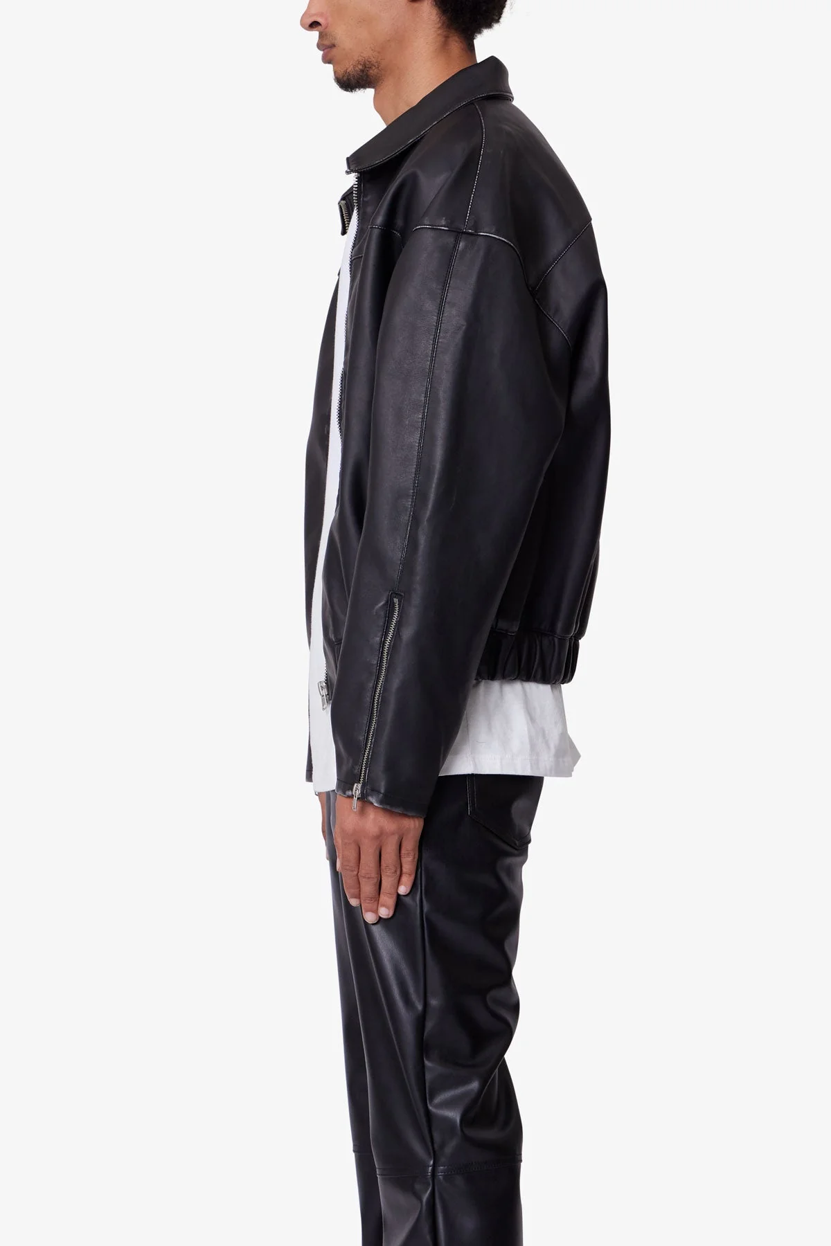 Leather Jacket - Washed Black - Image 4