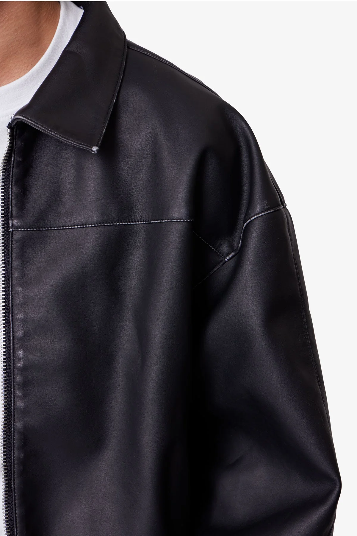 Leather Jacket - Washed Black - Image 7