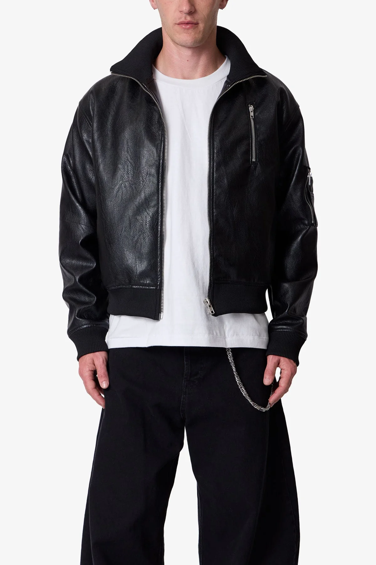 Leather Pilot Jacket - Black - Image 2