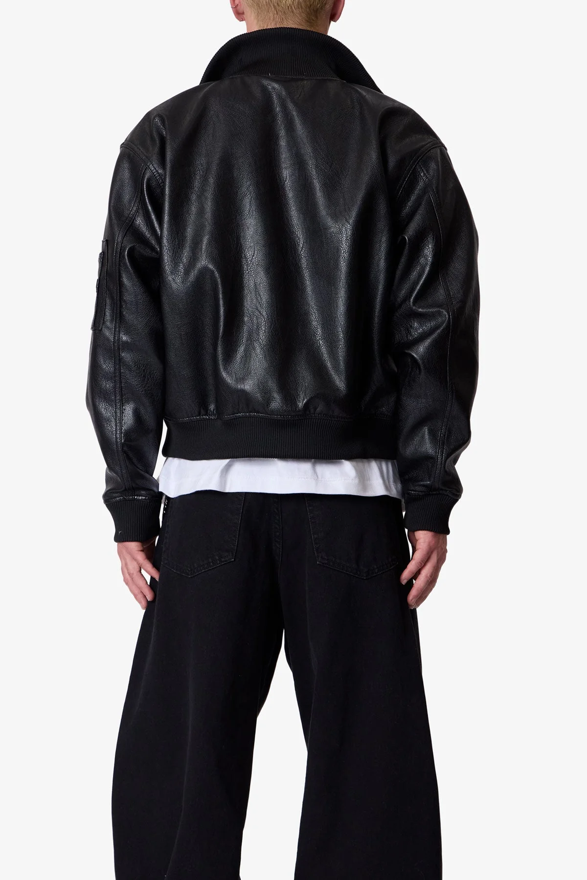 Leather Pilot Jacket - Black - Image 5