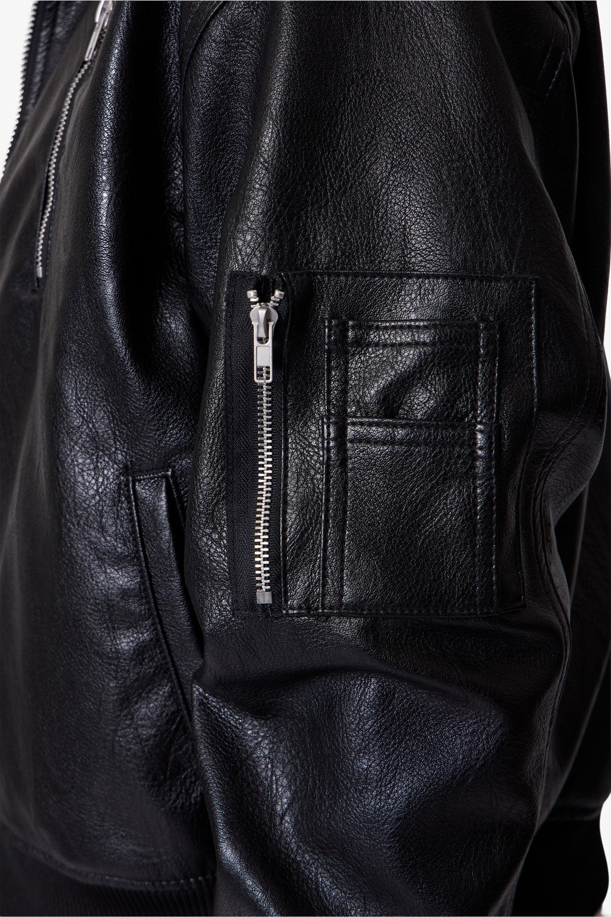 Leather Pilot Jacket - Black - Image 7