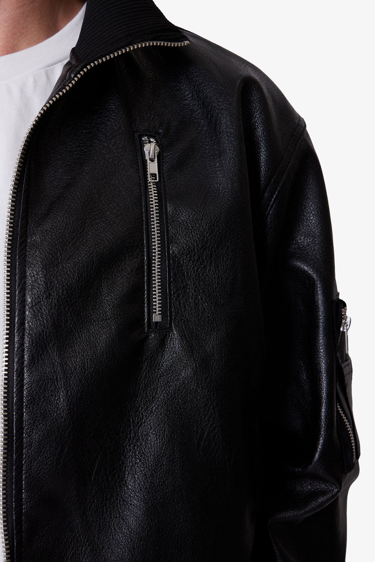 Leather Pilot Jacket - Black - Image 8